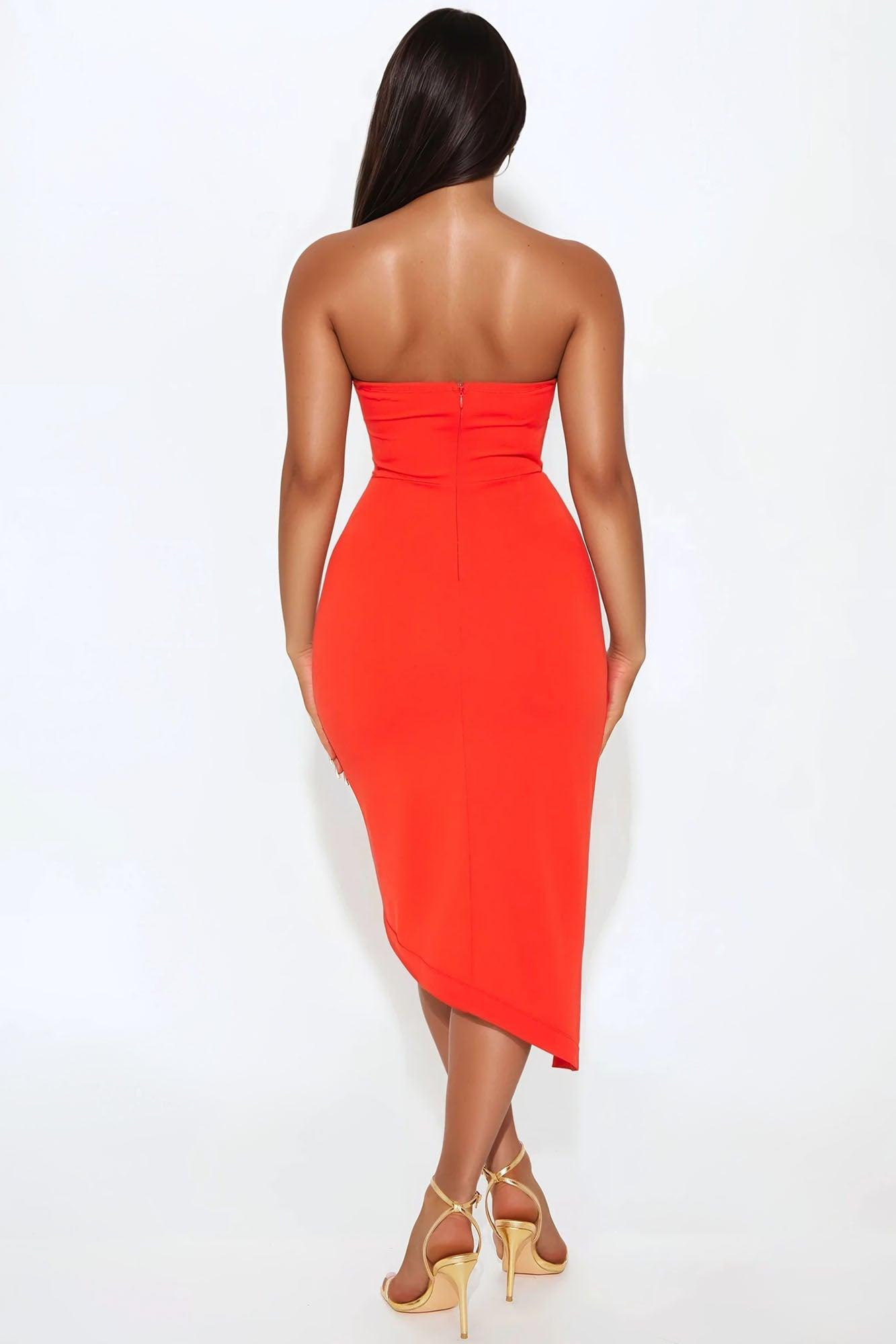 Fine Dining Strapless Midi Dress - Orange Product Image
