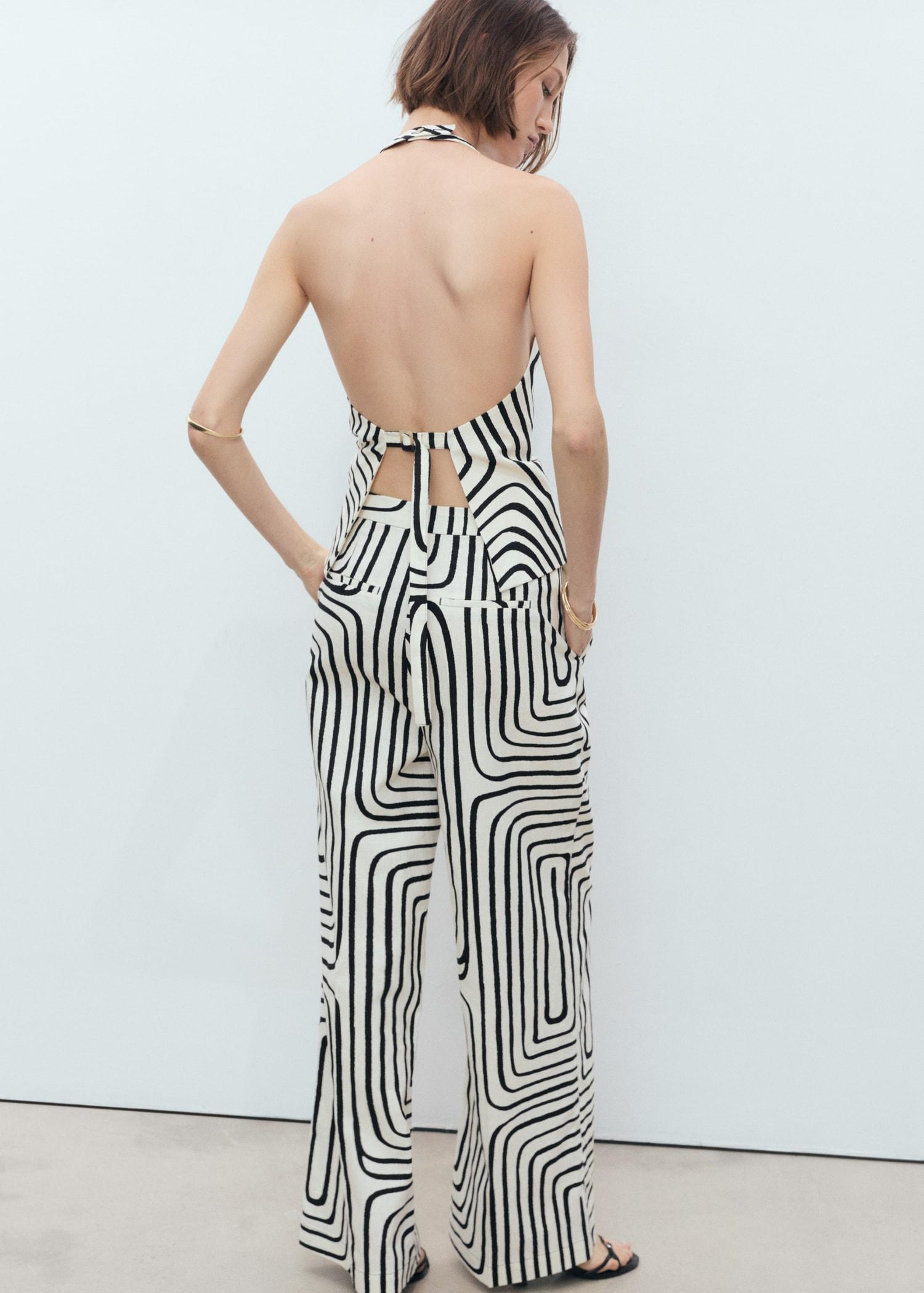 Geometric-print linen pants - Women | MANGO USA Product Image