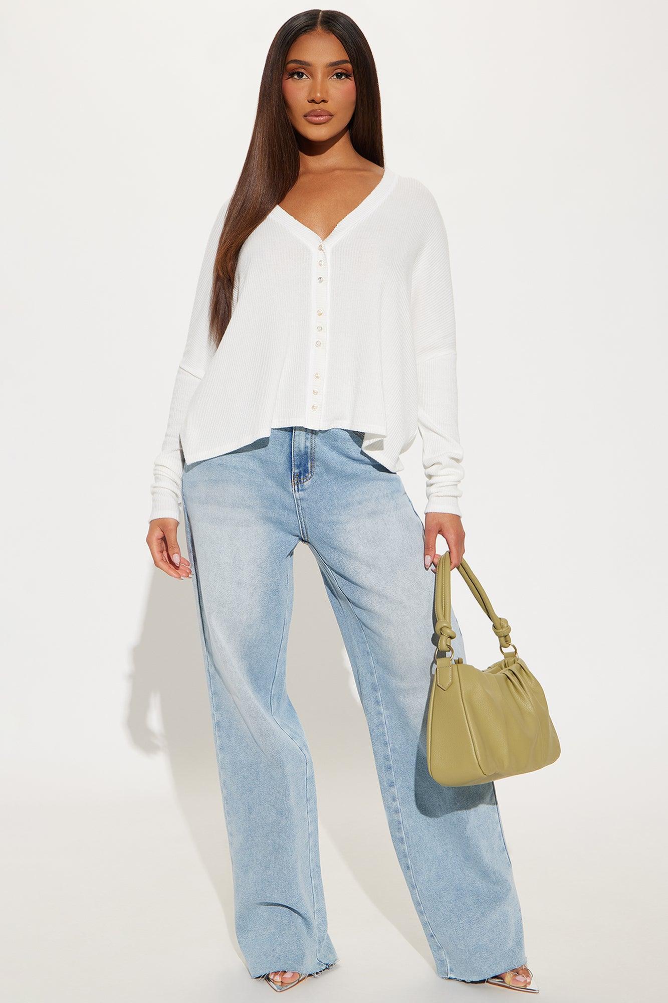 Cozy Feelings Button Front Top - Ivory Product Image