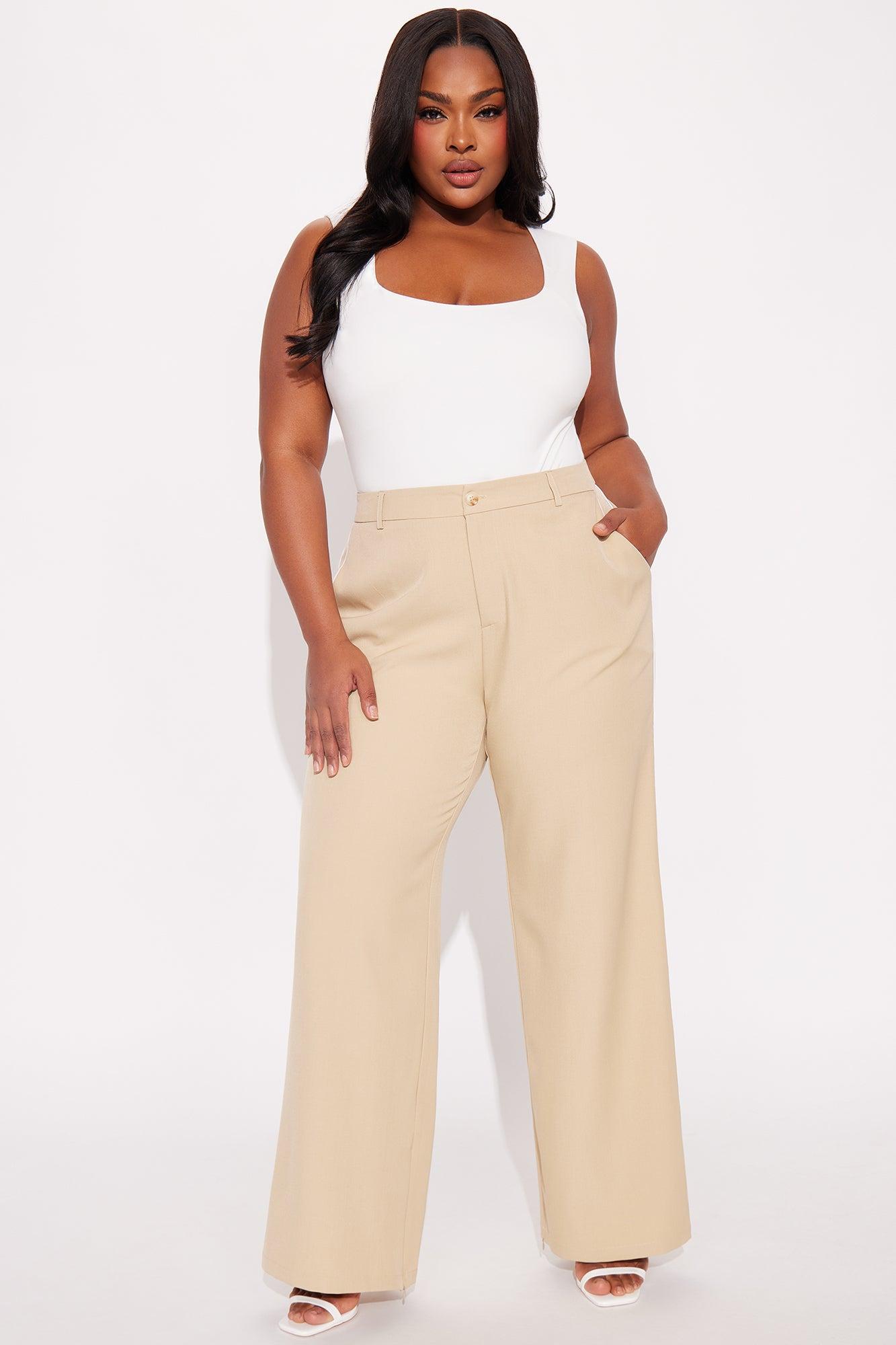 Camryn Wide Leg Trouser Pant - Khaki Female Product Image