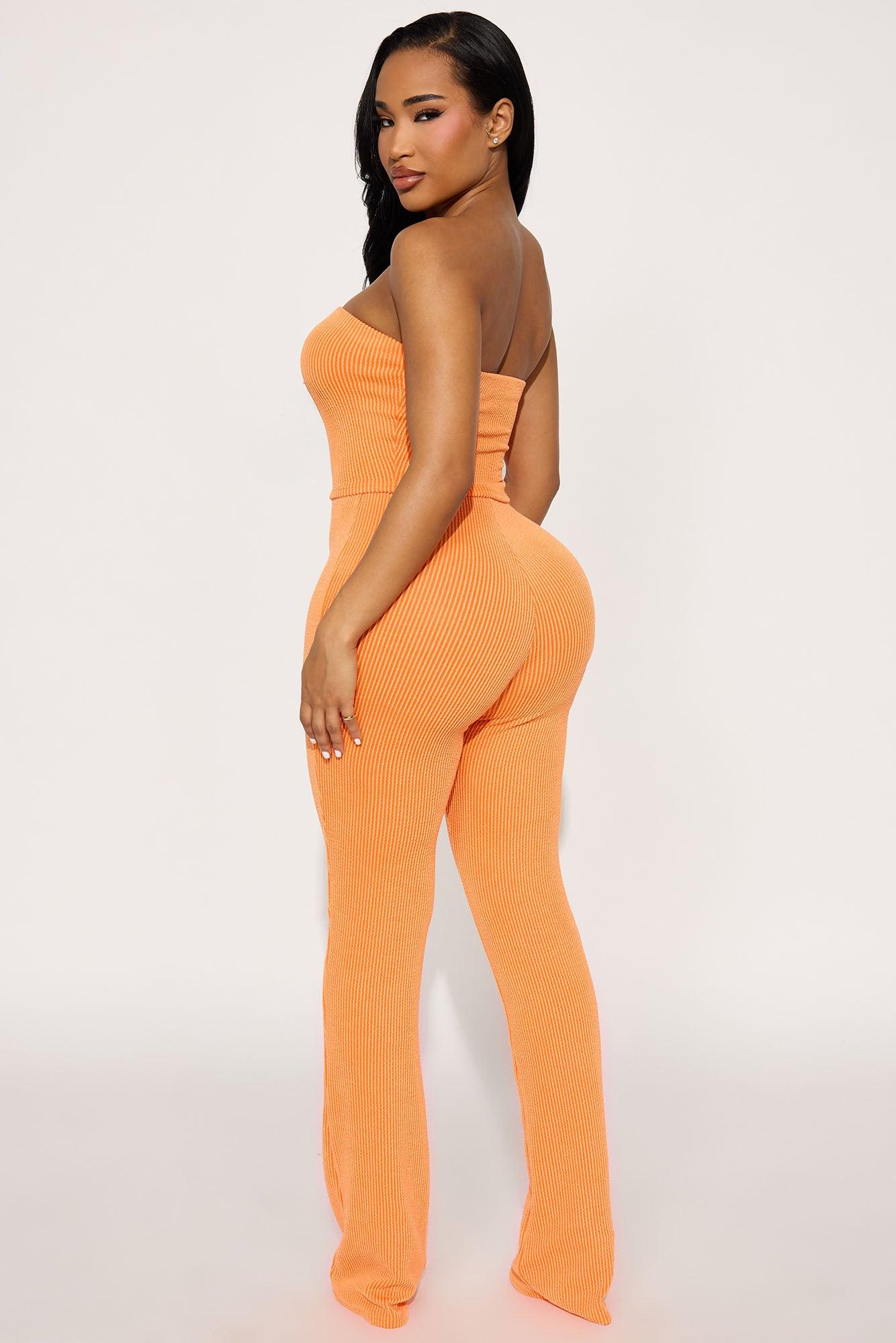 Reya Ribbed Pant Set - Orange Product Image