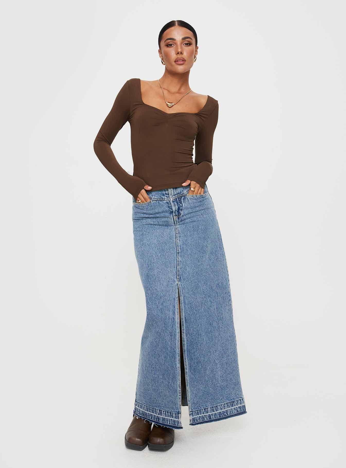 Rehna Long Sleeve Top Brown Product Image