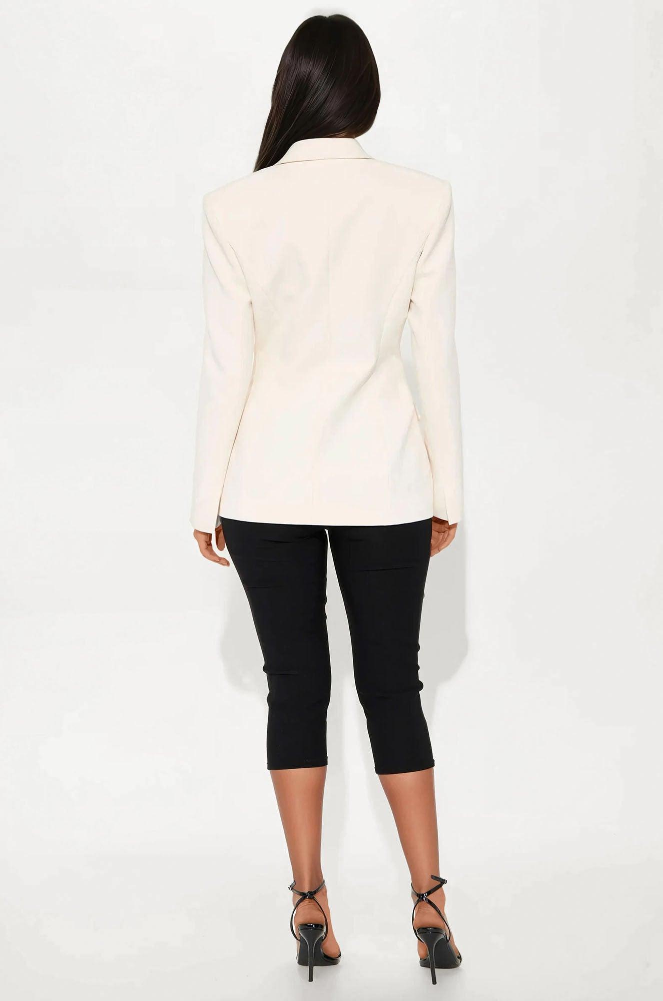 Hailey Hourglass Fitted Blazer - Cream Female Product Image