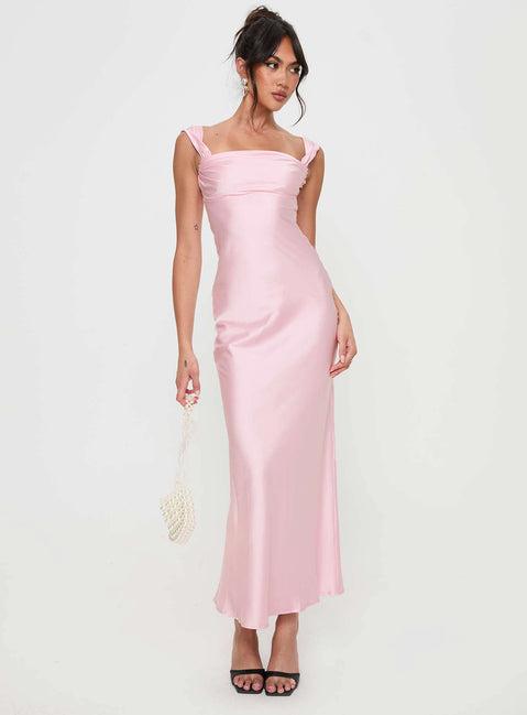 Azura Off The Shoulder Maxi Dress Pink Product Image