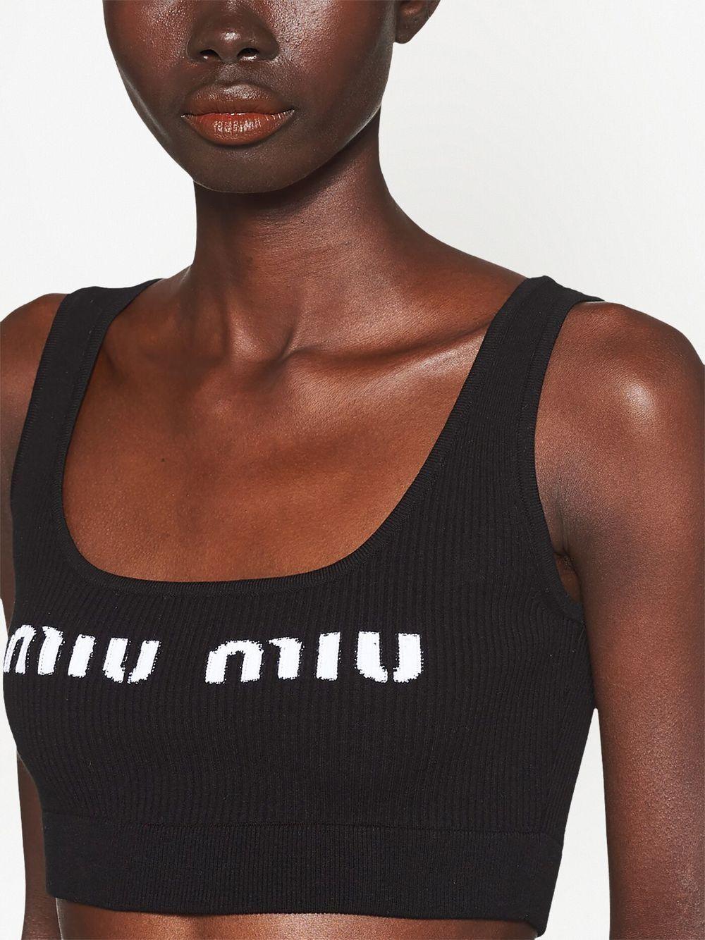 cropped logo-knit tank top Product Image