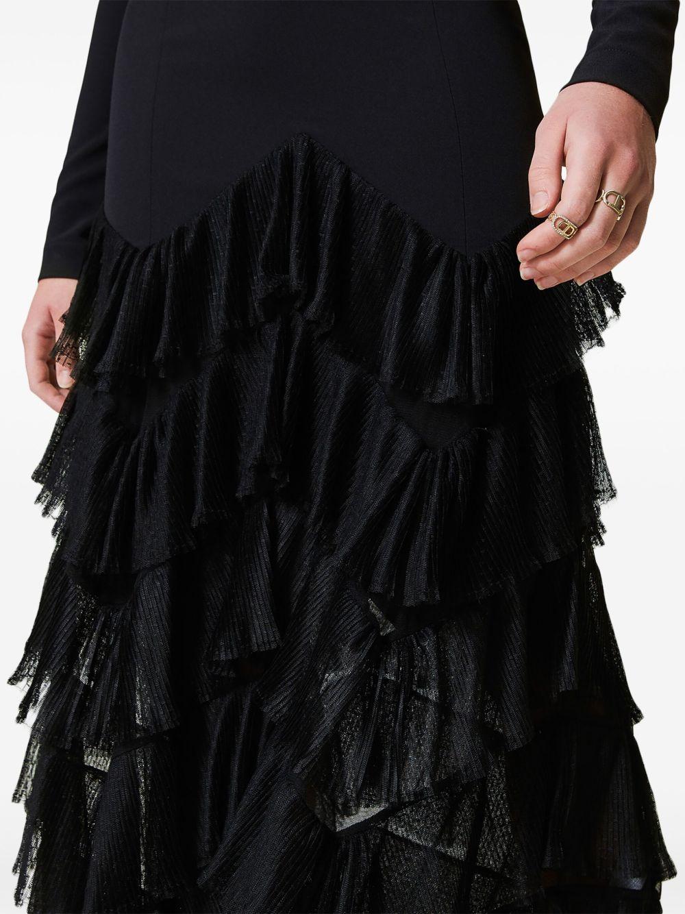 pleated tulle flounces maxi dress Product Image