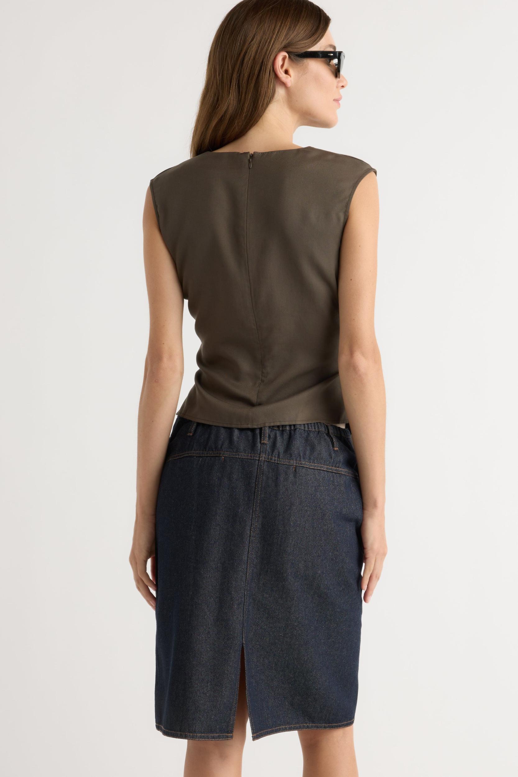 Johanna Knee-Length Denim Skirt Product Image