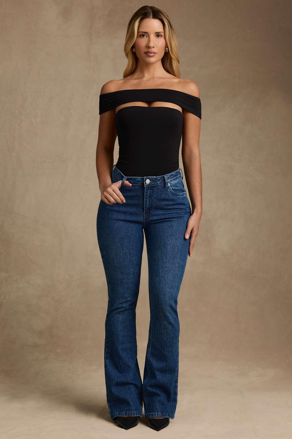 Modal Cut-Out Off-Shoulder Bodysuit in Black Female Product Image