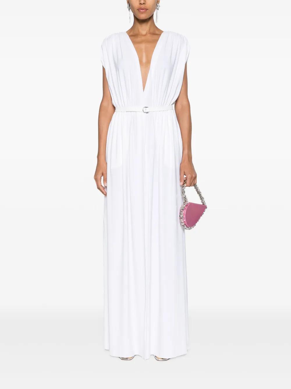 belted gathered maxi dress Product Image