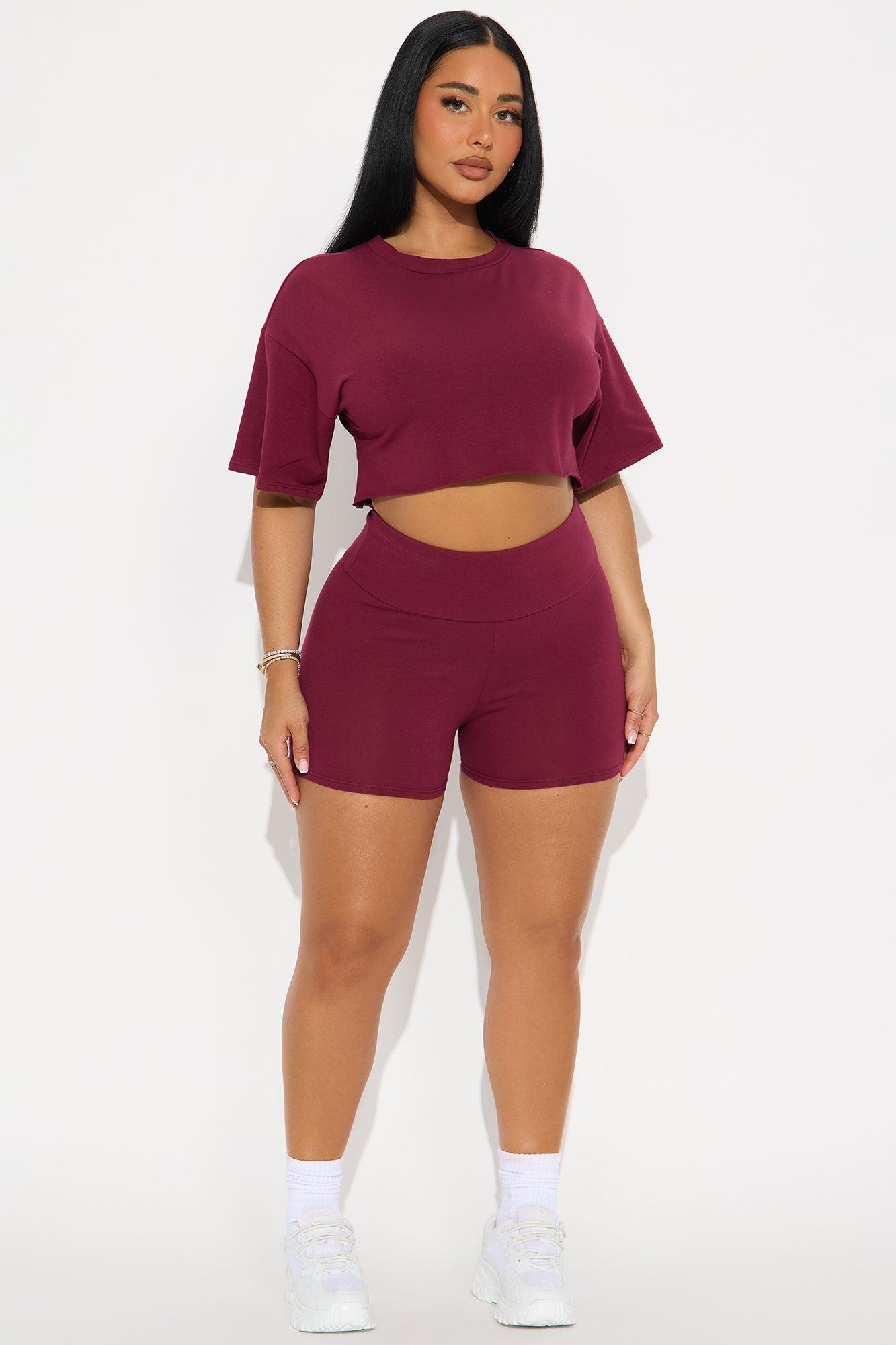 My Go To Biker Short Set - Burgundy Product Image