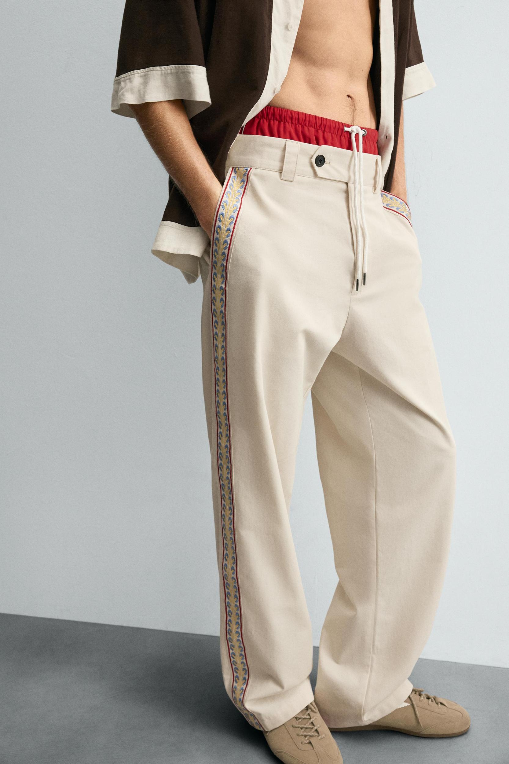 EMBROIDERED BAND PANTS Product Image