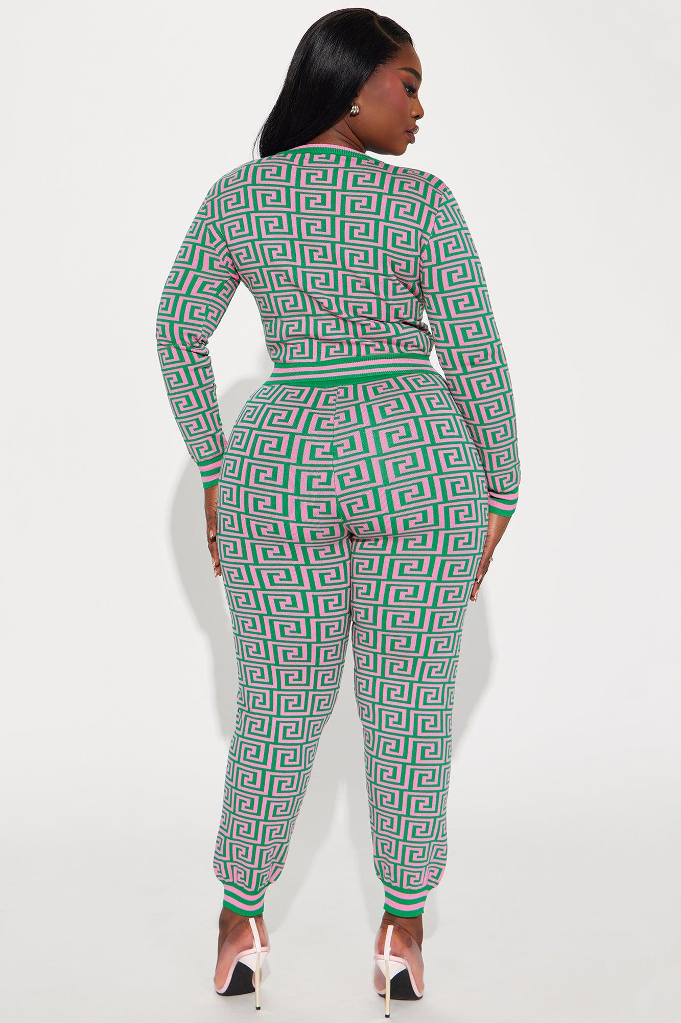 Farrah Sweater Pant Set - Green/combo Female Product Image