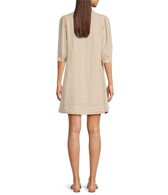 Lilly Pulitzer Mialeigh Linen Split V-Neck Elbow Puff Sleeve Shift Dress Product Image