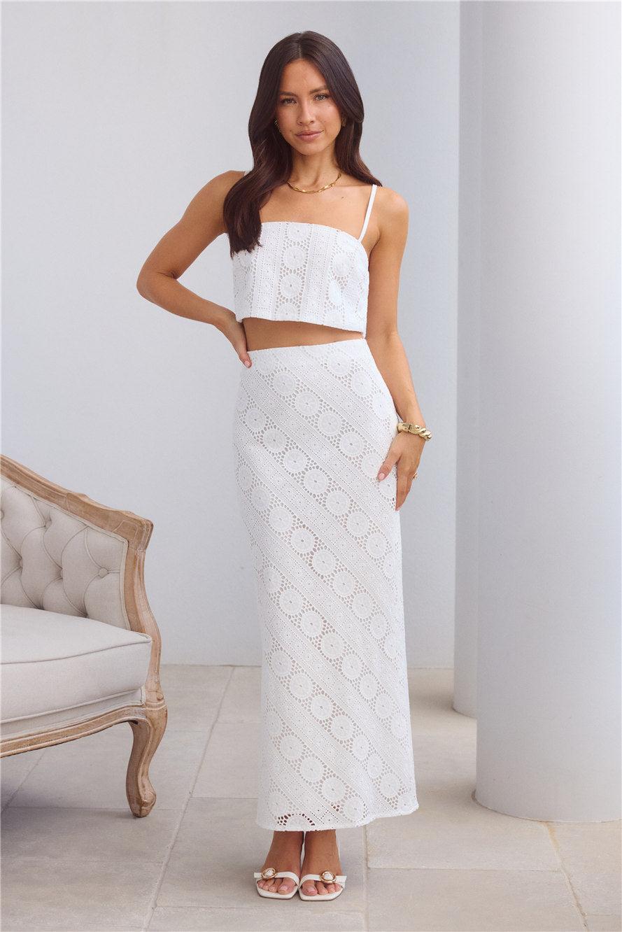 Island Calm Embroidered Maxi Skirt White Product Image