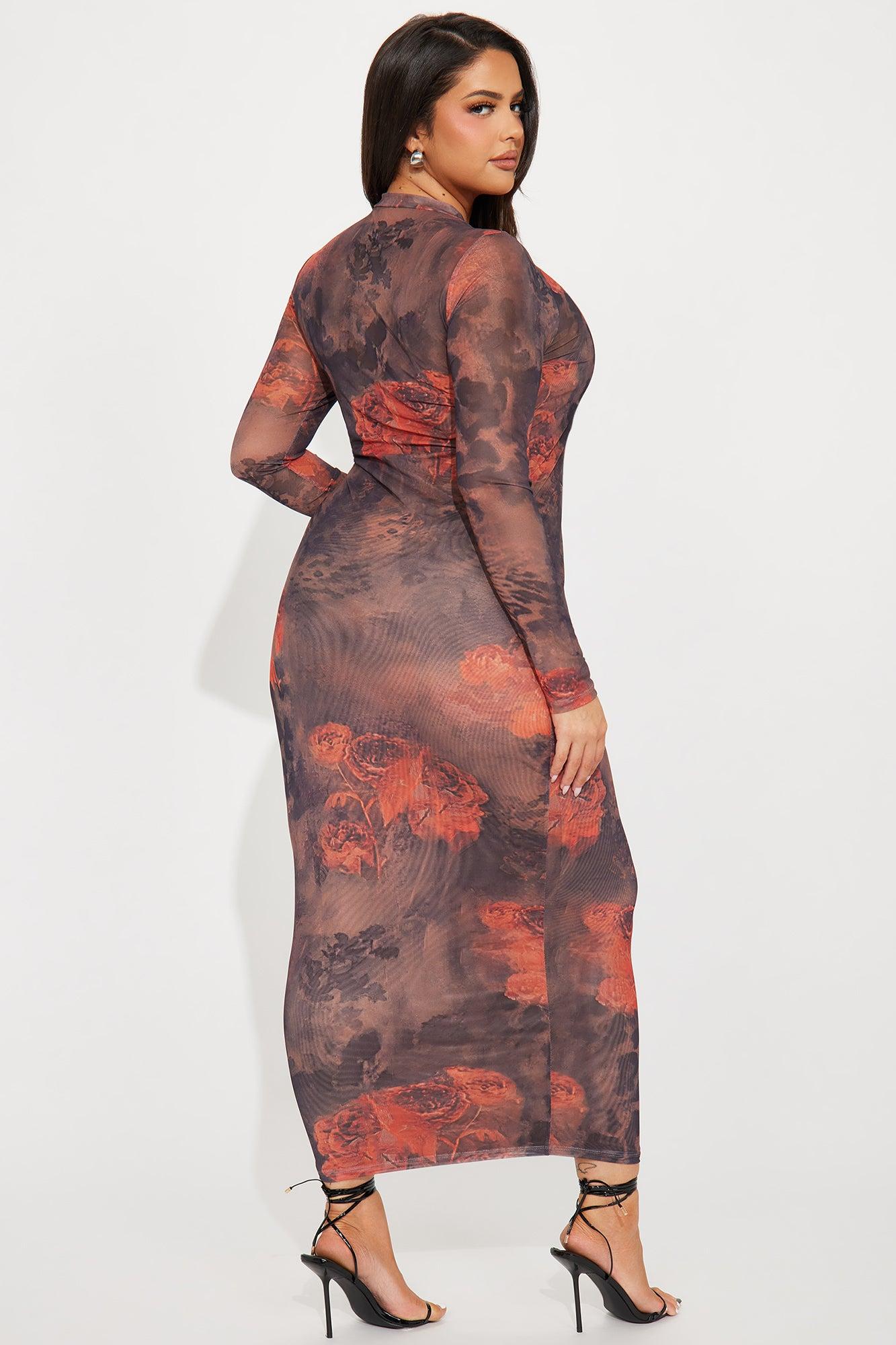 Courtney Mesh Maxi Dress - Brown Combo Product Image