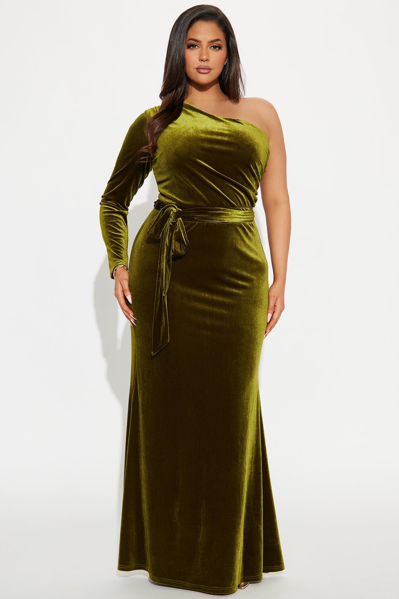 Take A Bow Velvet Gown - Chartreuse Product Image