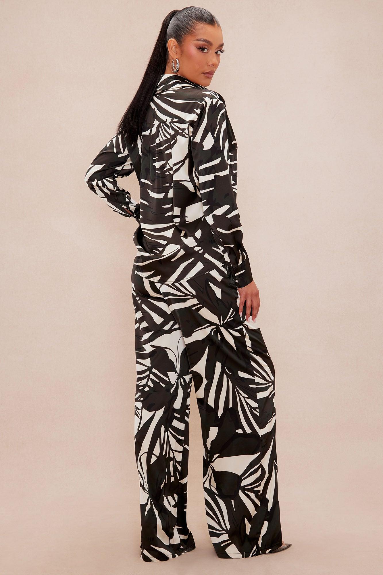 Sasha Satin Pant Set - Black/combo Product Image