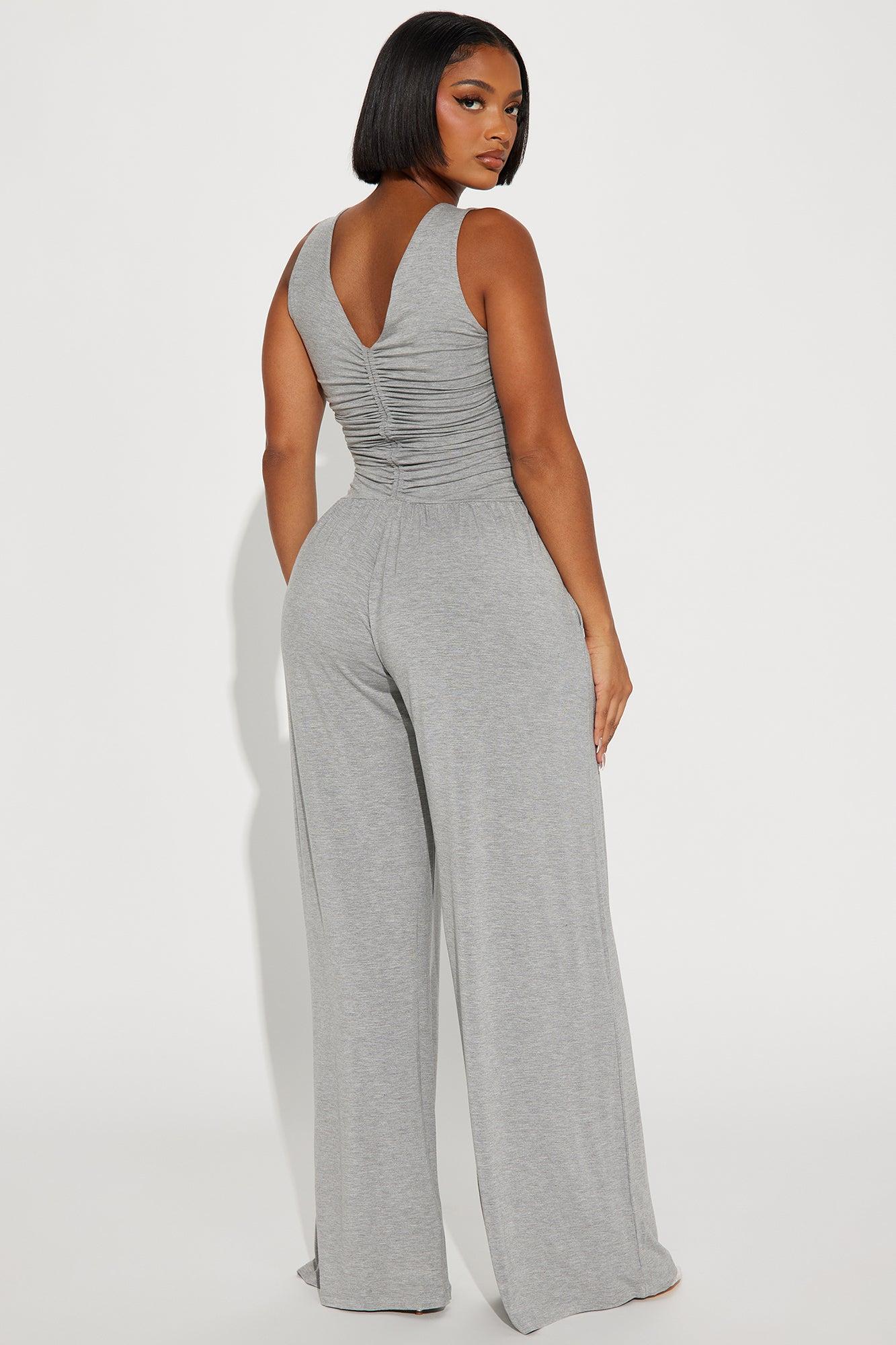 Flirtacious Ways Jumpsuit  - Heather Grey Product Image