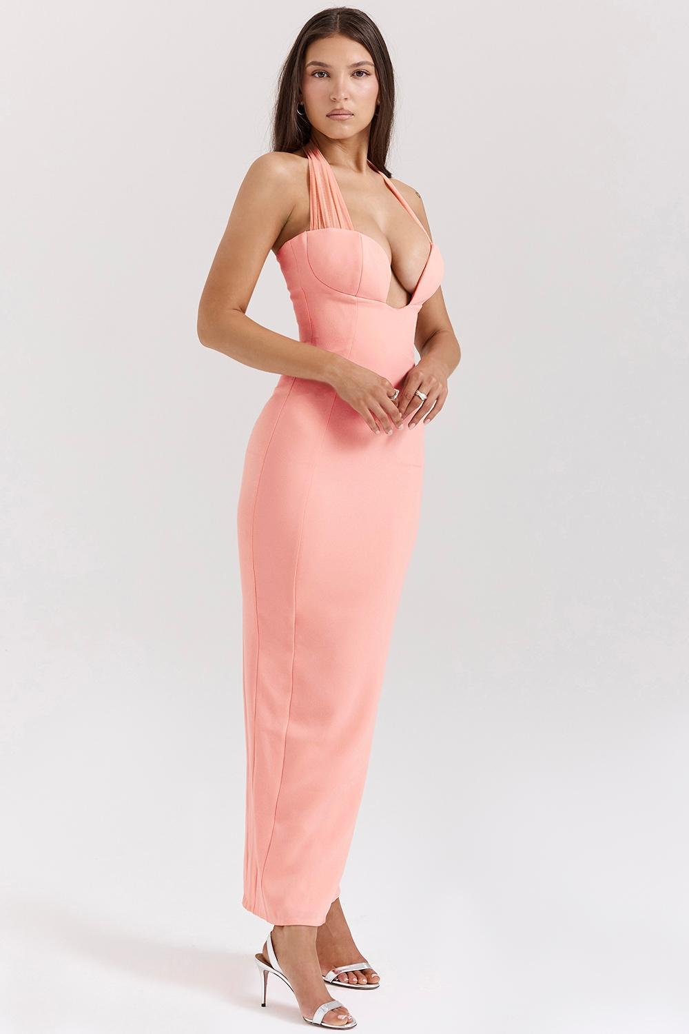 Gianina  sorbet crepe halter maxi dress Product Image