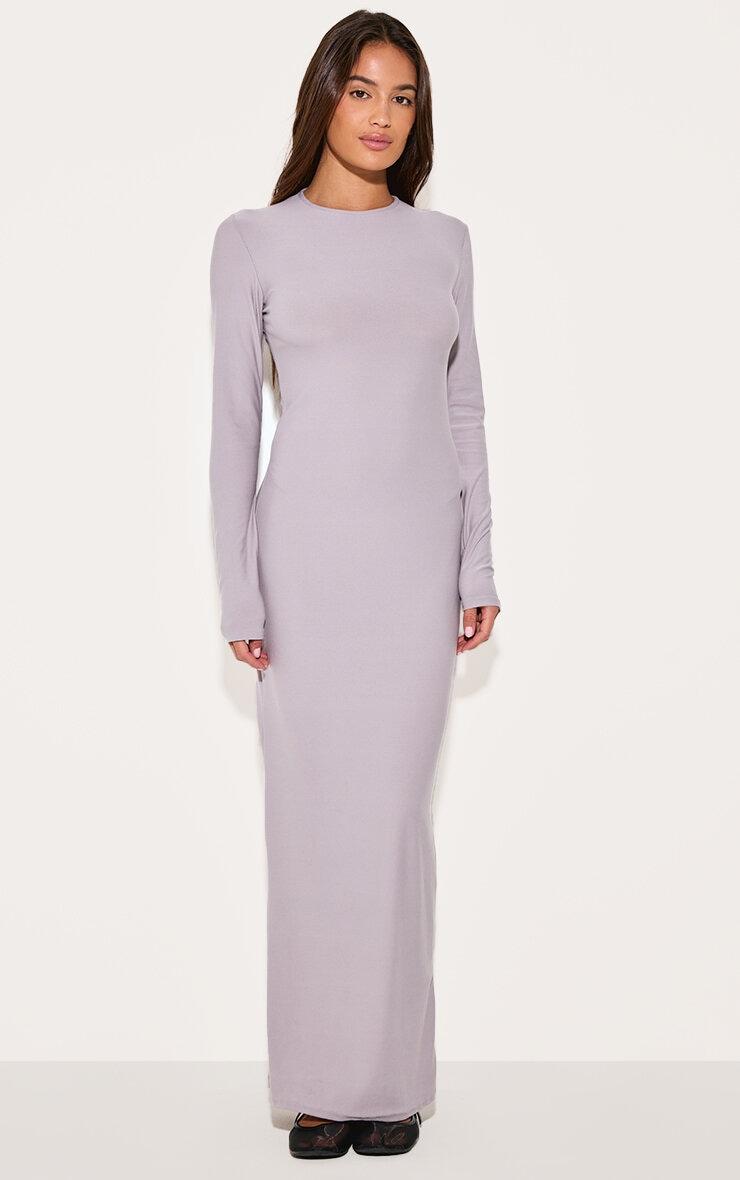 Light Grey Soft Touch Long Sleeve Maxi Dress Product Image
