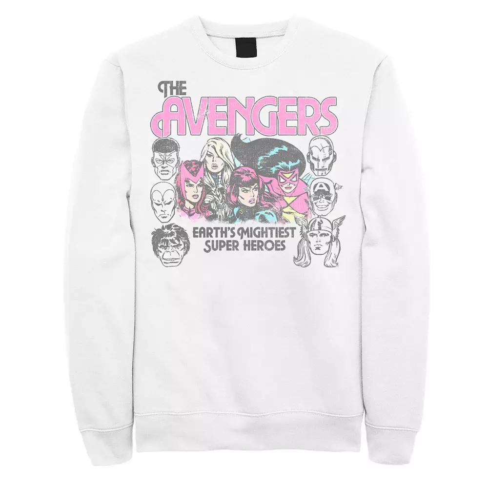 Men's Marvel The Avengers Earth's Mightiest Super Heroes Group Shot Retro Graphic Sweatshirt,  Product Image