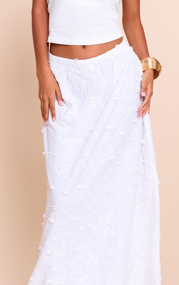 Petite White Appliqué Low Rise Maxi Skirt Product Image