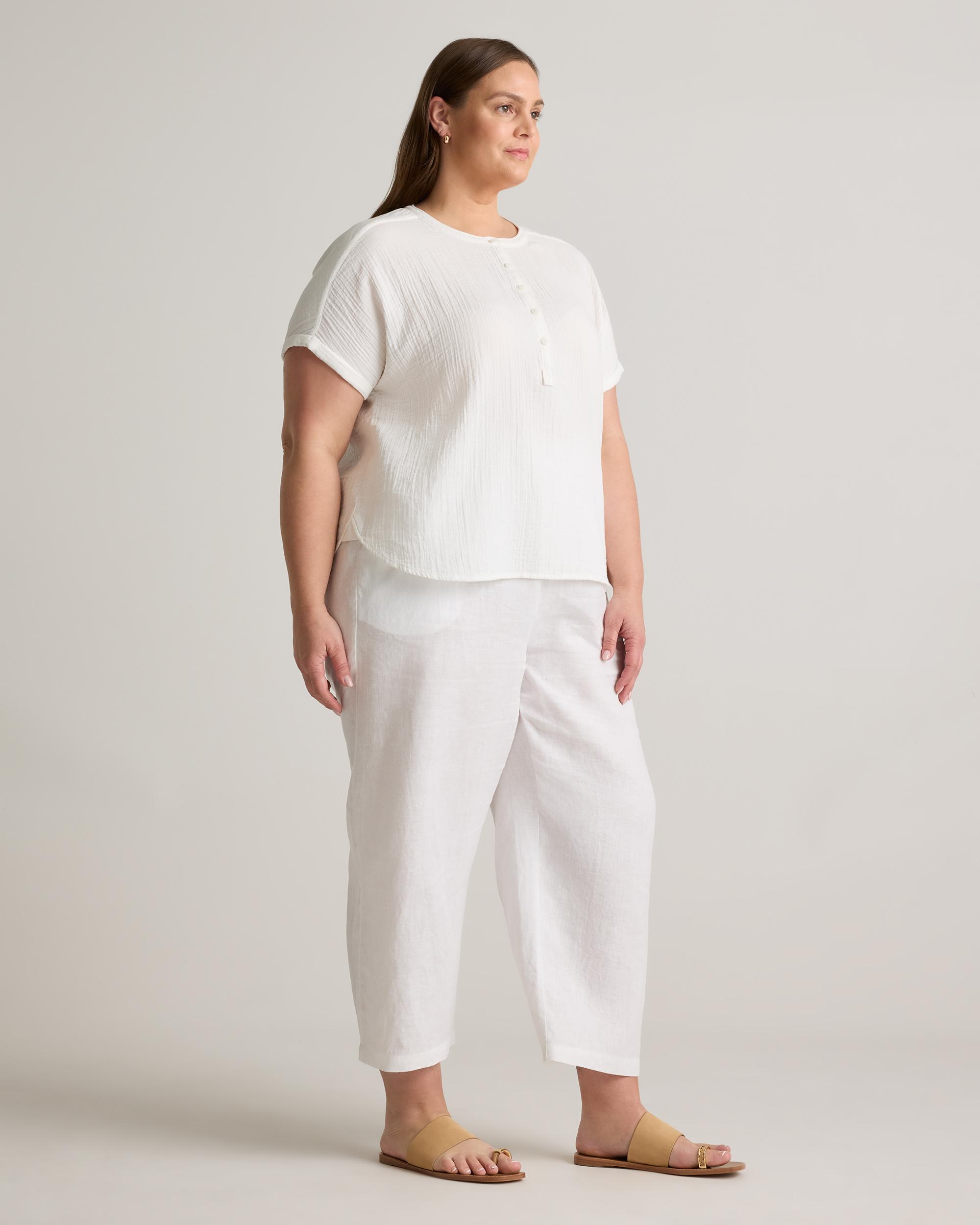 Quince | Women's Gauze Roll Sleeve Shirt Organic Cotton Product Image