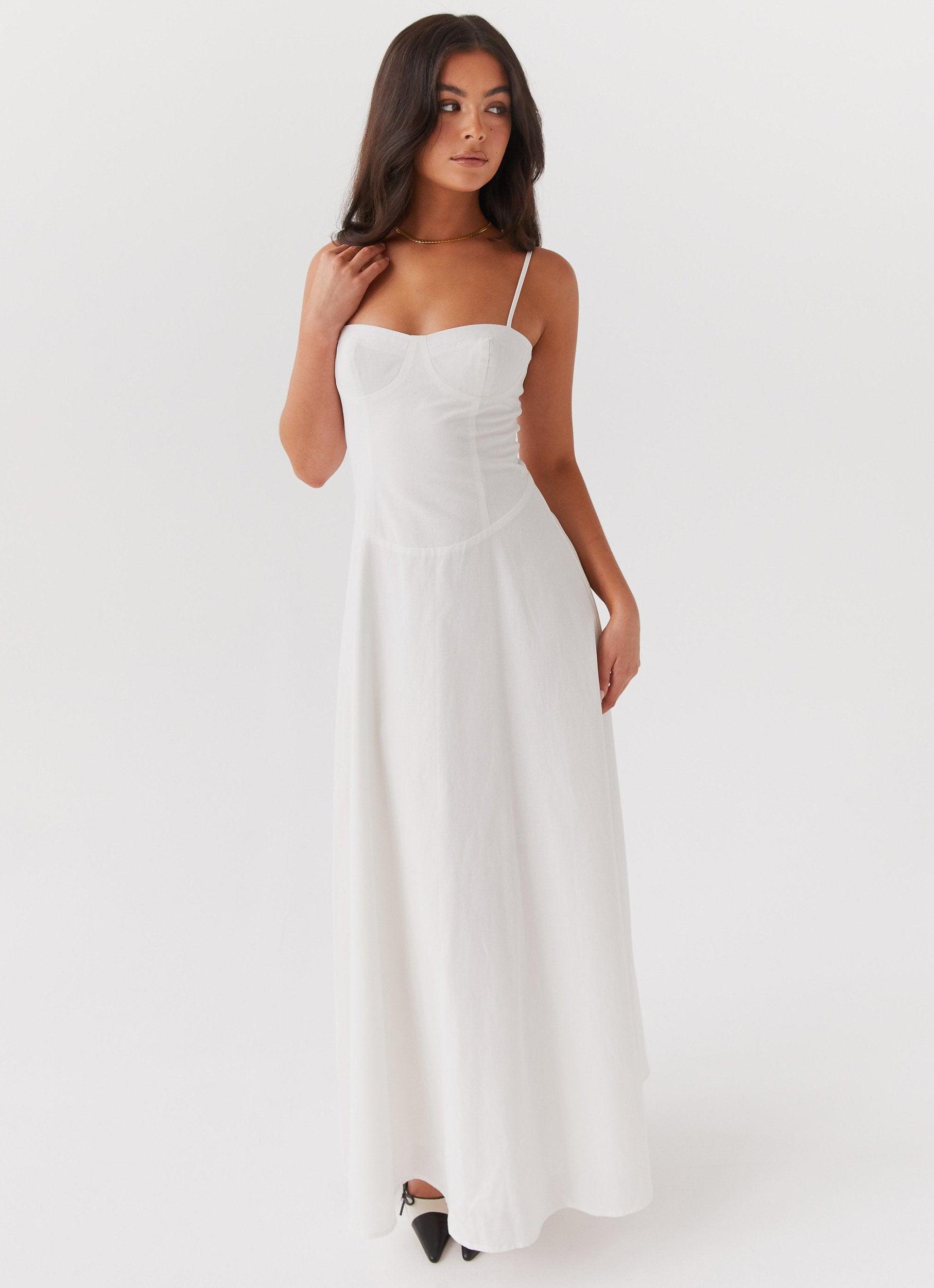 Angelina Linen Maxi Dress - White Product Image
