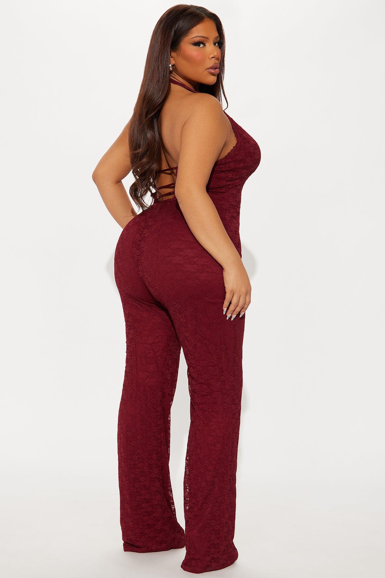 Never Ending Love Lace Jumpsuit - Burgundy Female Product Image