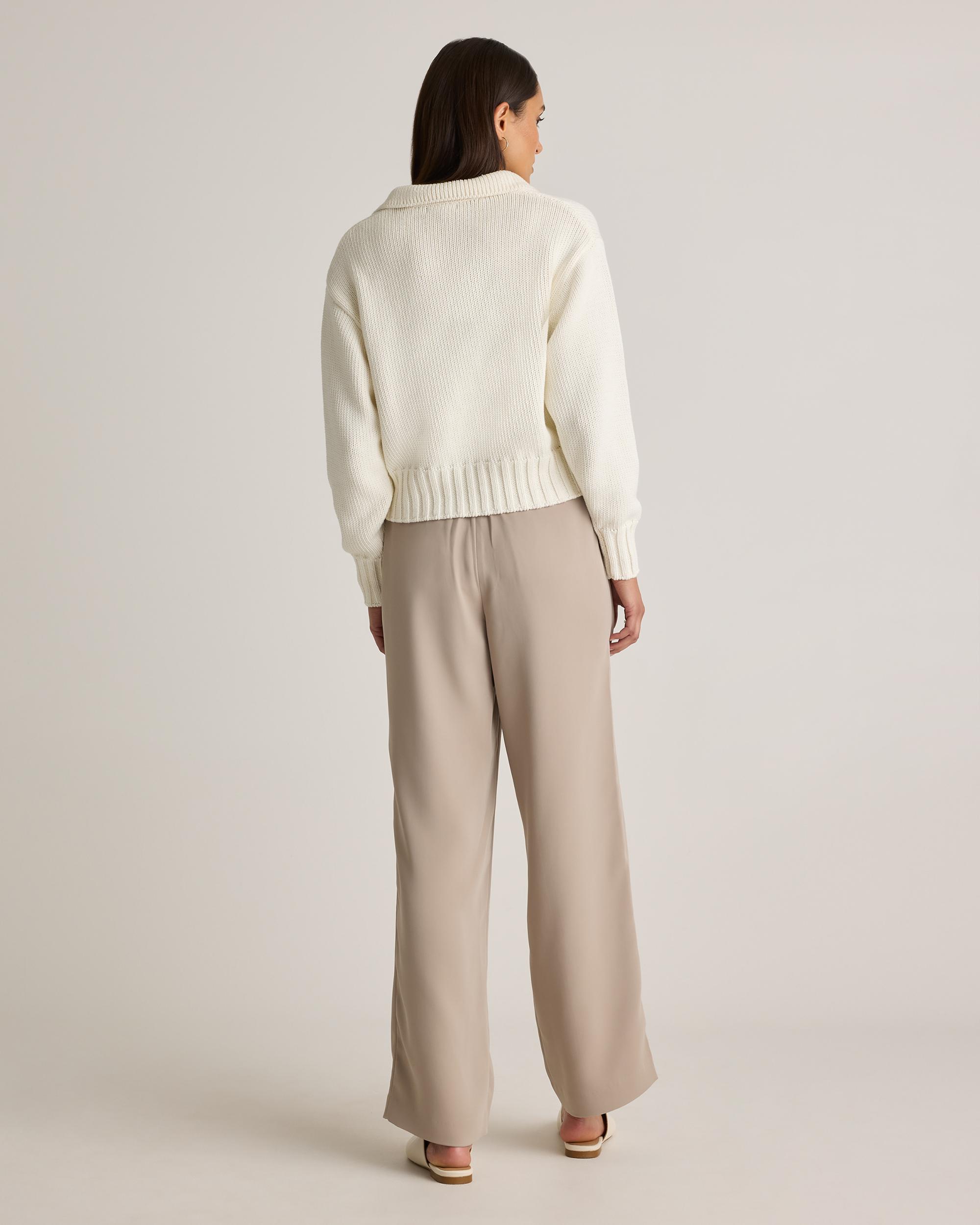 Quince | Women's Stretch Crepe Pleated Wide Leg Pants Recycled Polyester Product Image