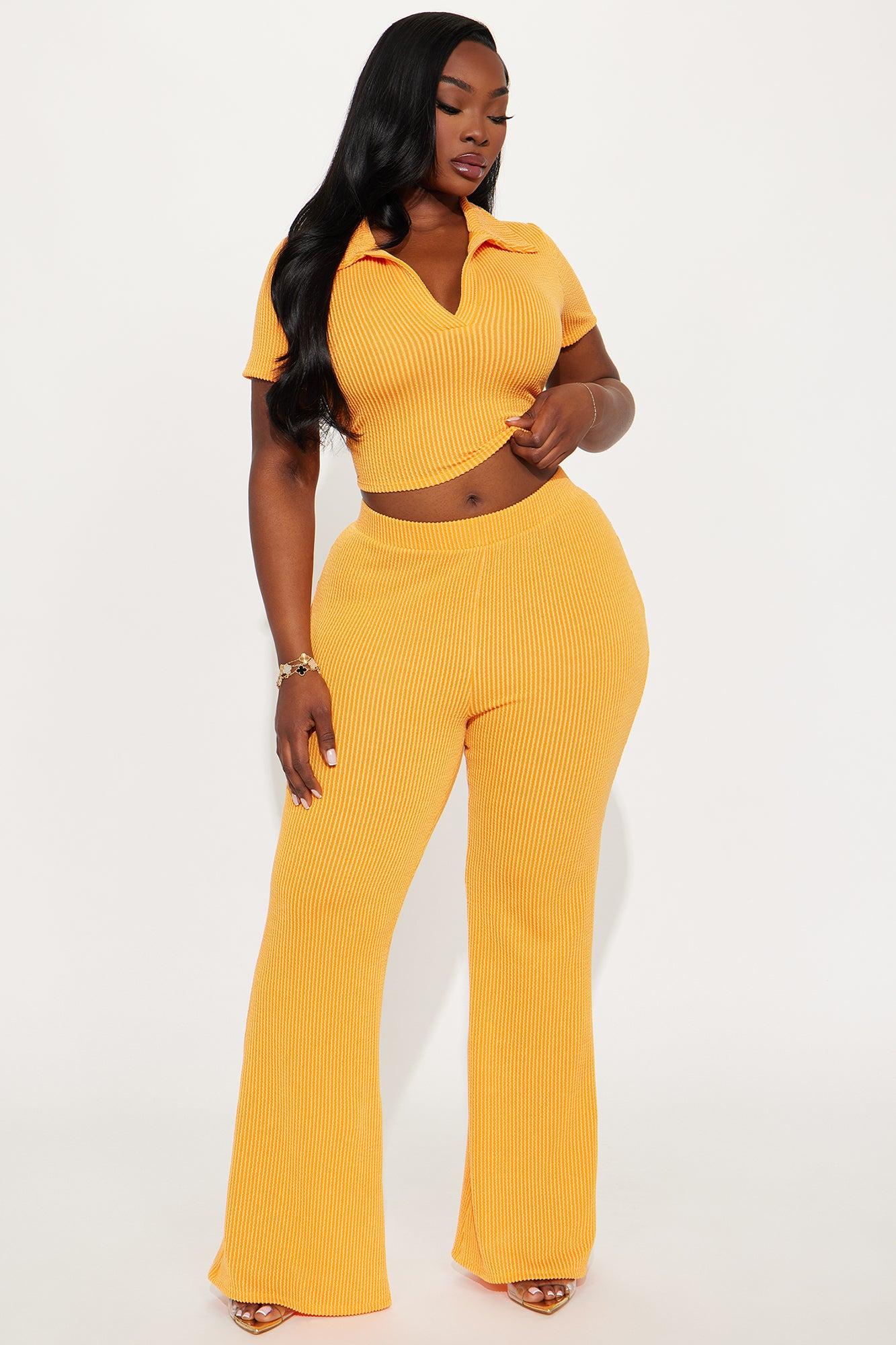 Josie Ribbed Pant Set - Orange Female Product Image