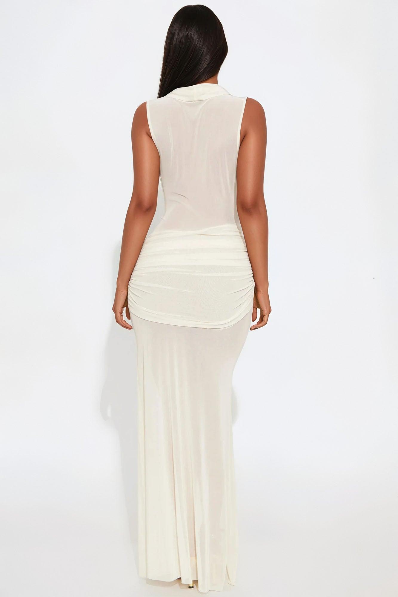 Sun Kissed Mesh Maxi Dress - Cream Product Image