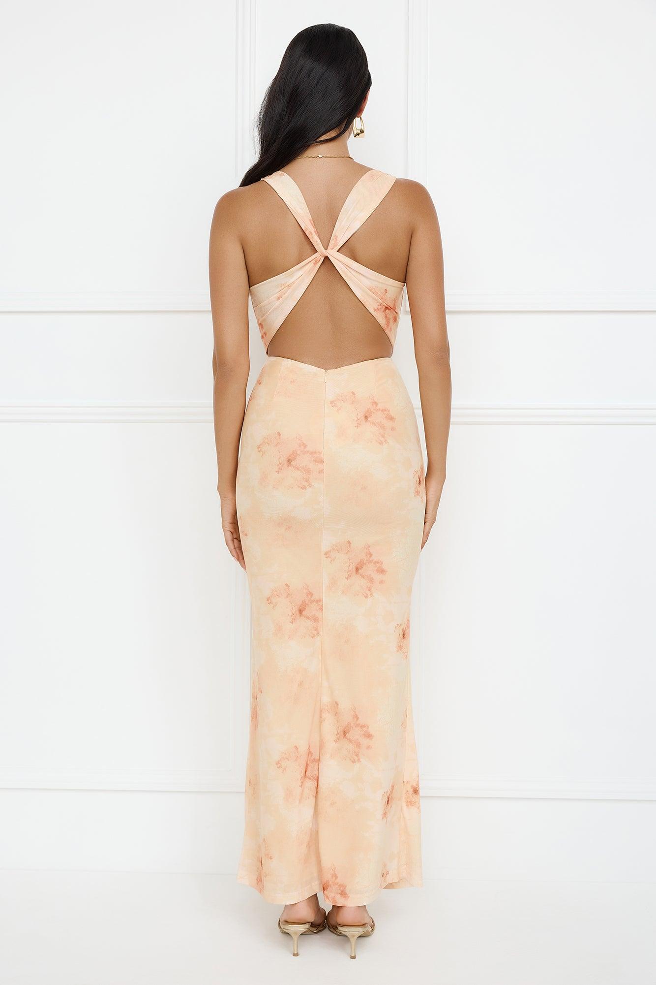 Citrus Sizzle Mesh Maxi Dress Orange Product Image