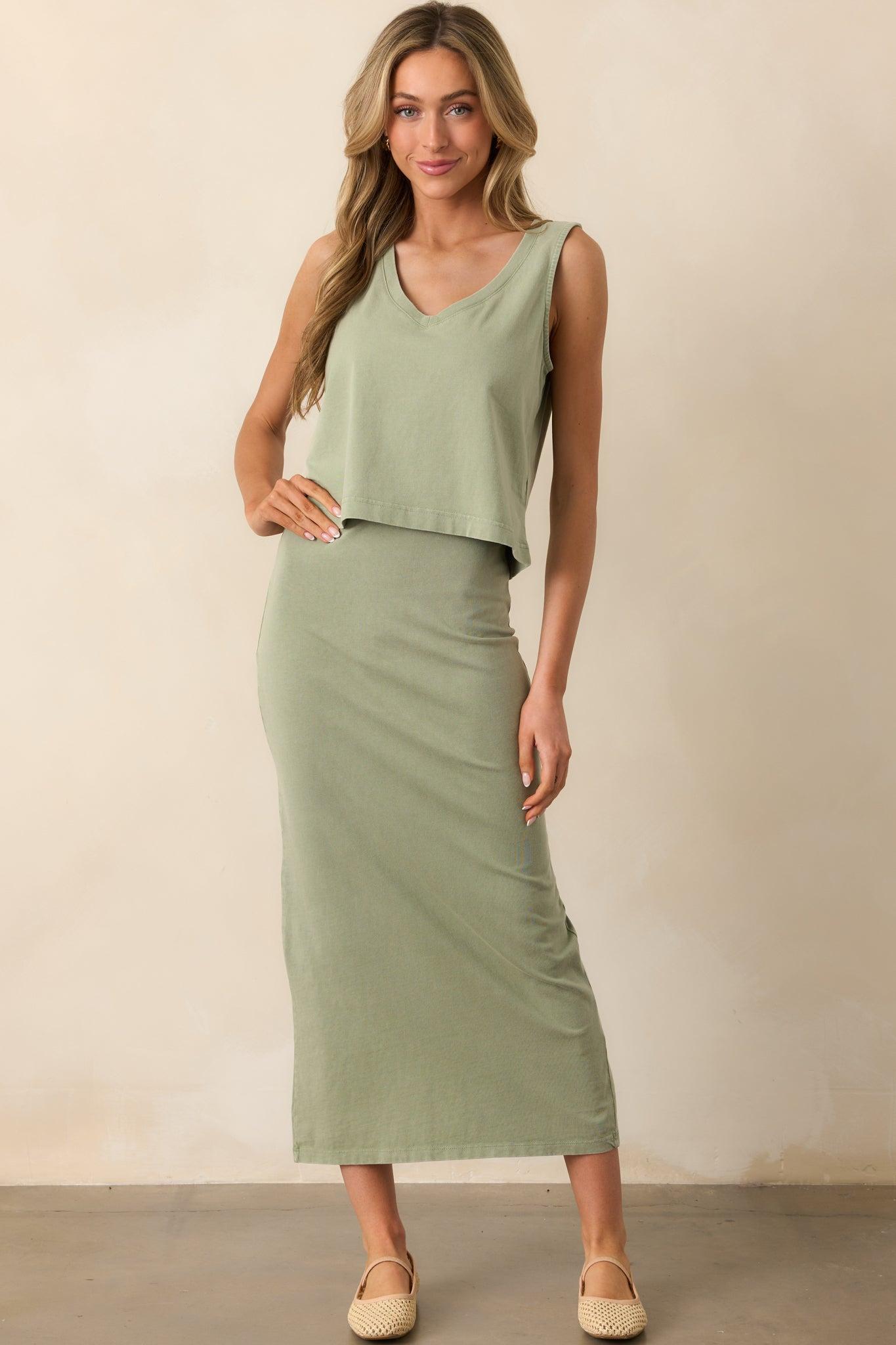 Z Supply Avocado Green Gail Midi Skirt Product Image