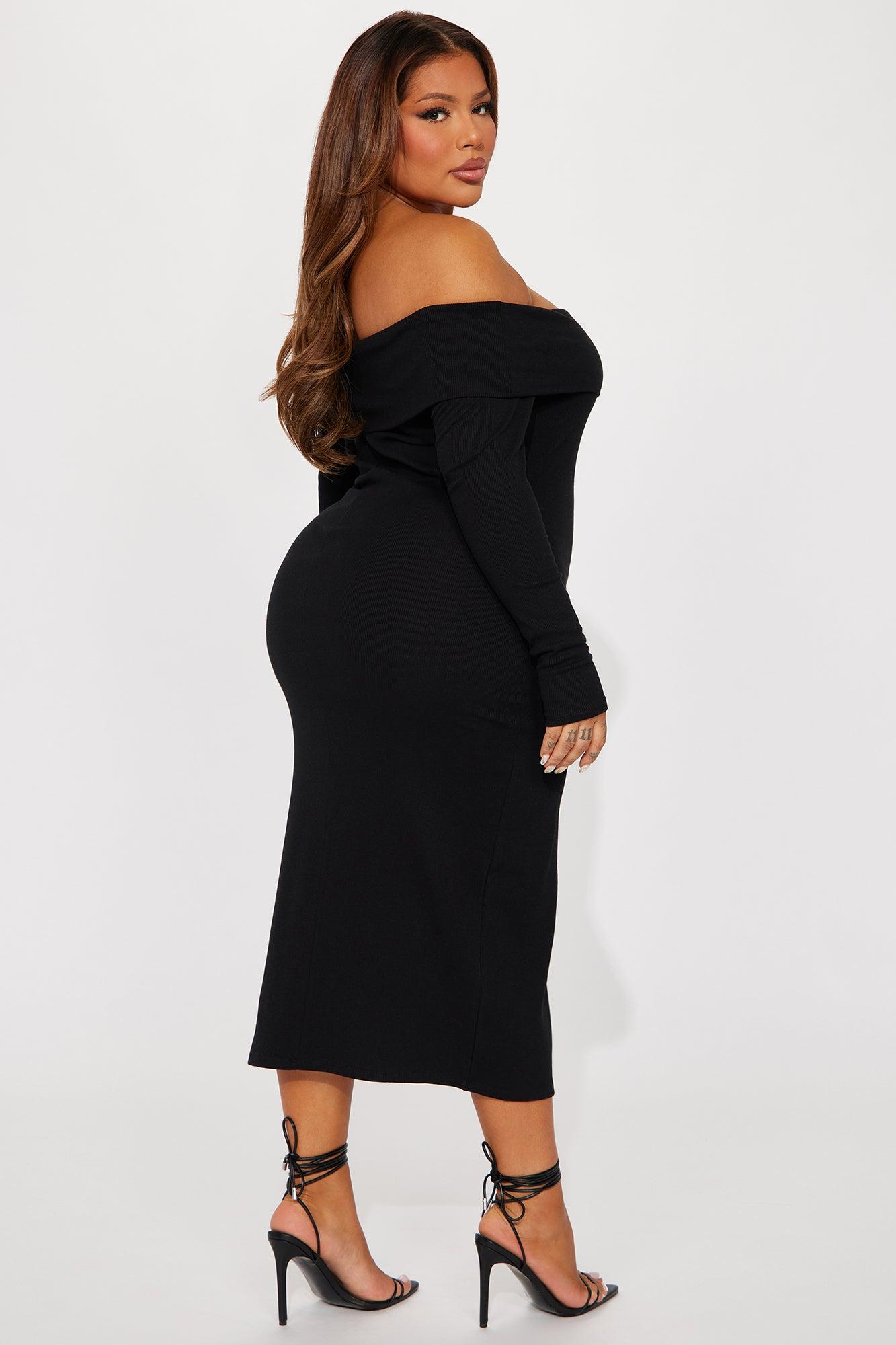 Jenna Ribbed Midi Dress-Black Product Image