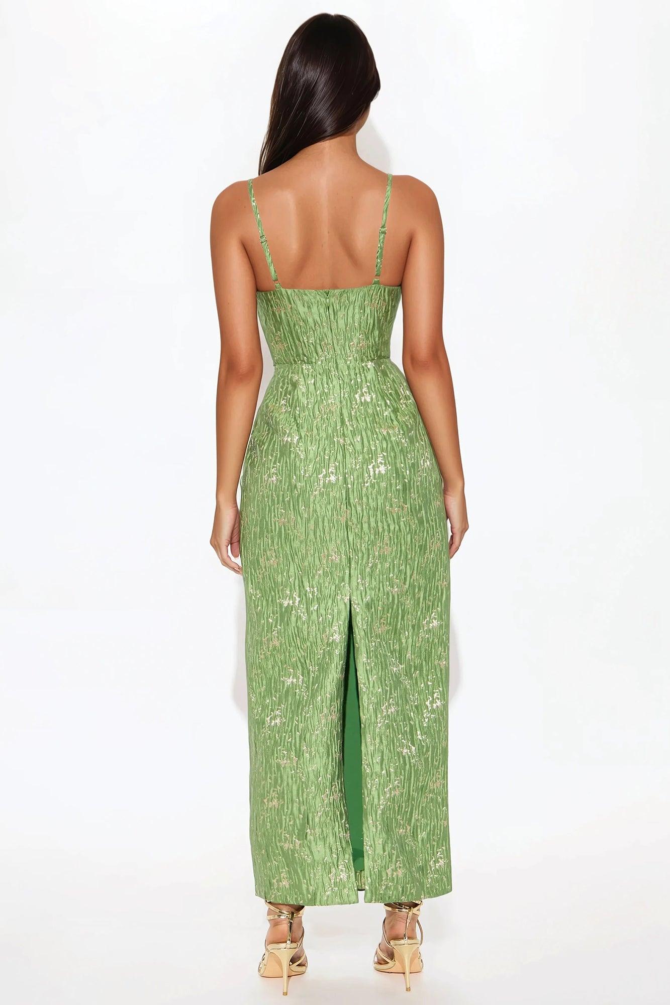 Jennifer Jacquard Maxi Dress - Green Product Image