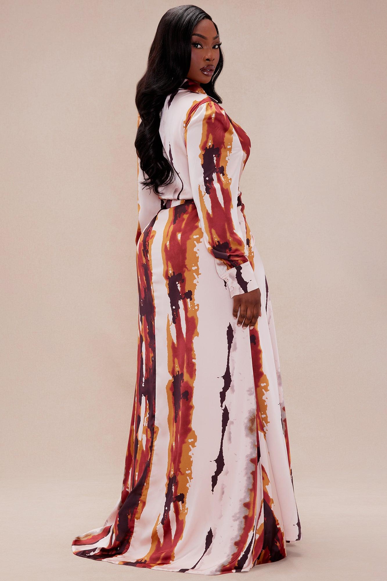 Sariah Satin Maxi Dress - Mauve/combo Product Image