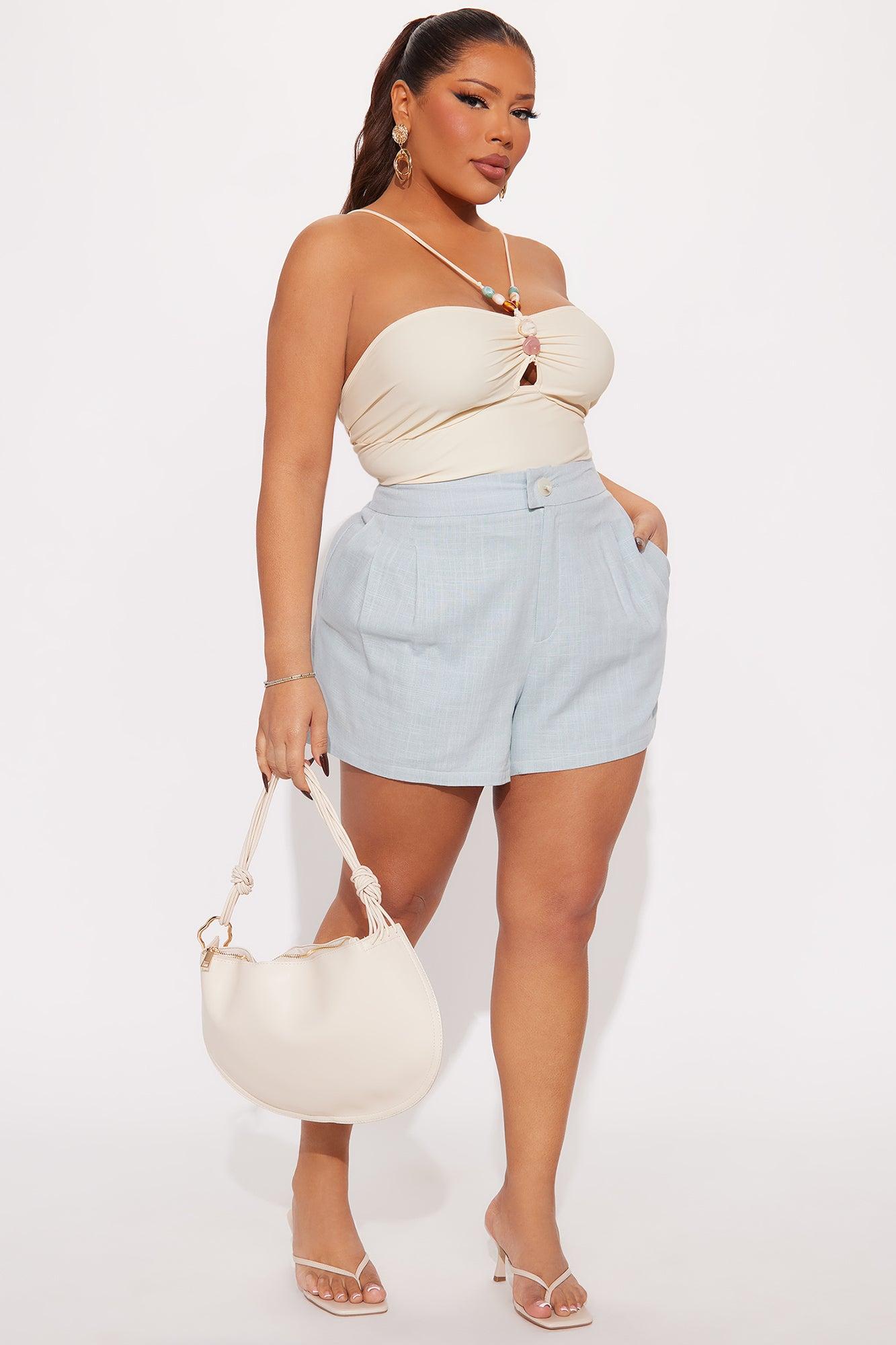 Jane Linen Trouser Short - Light Blue Product Image