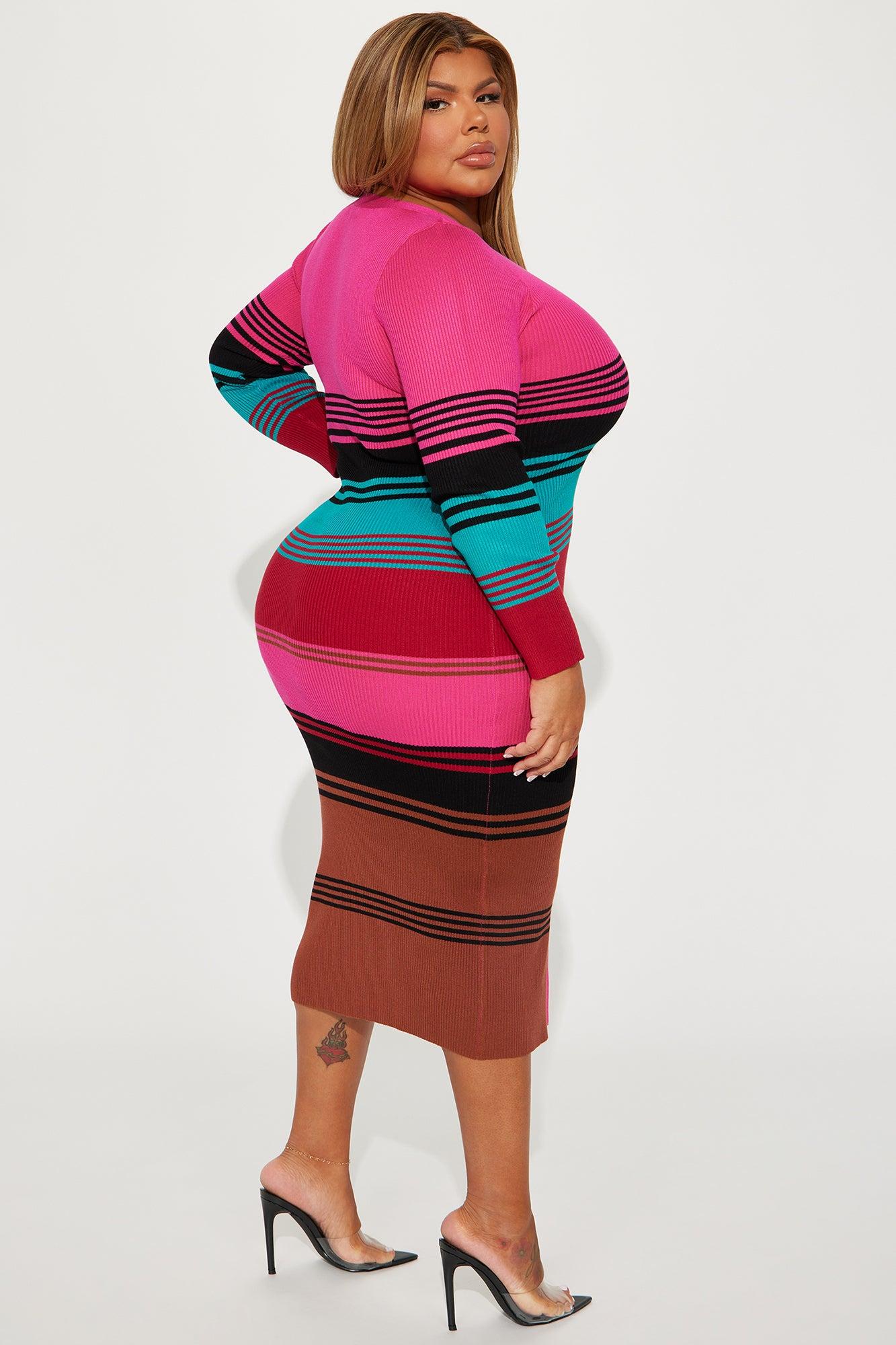 Kaiza Ribbed Midi Dress - Pink/combo Product Image