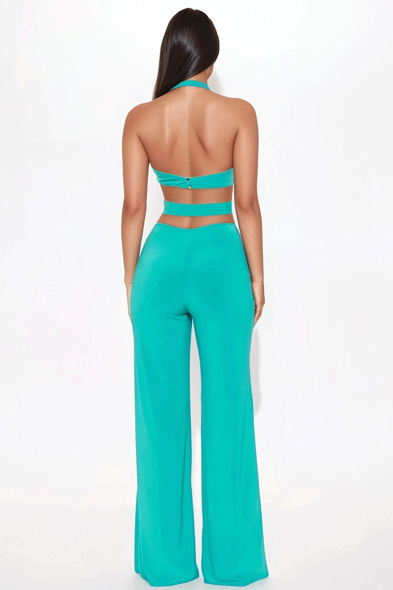 Sandra Wide Leg Jumpsuit - Teal Product Image