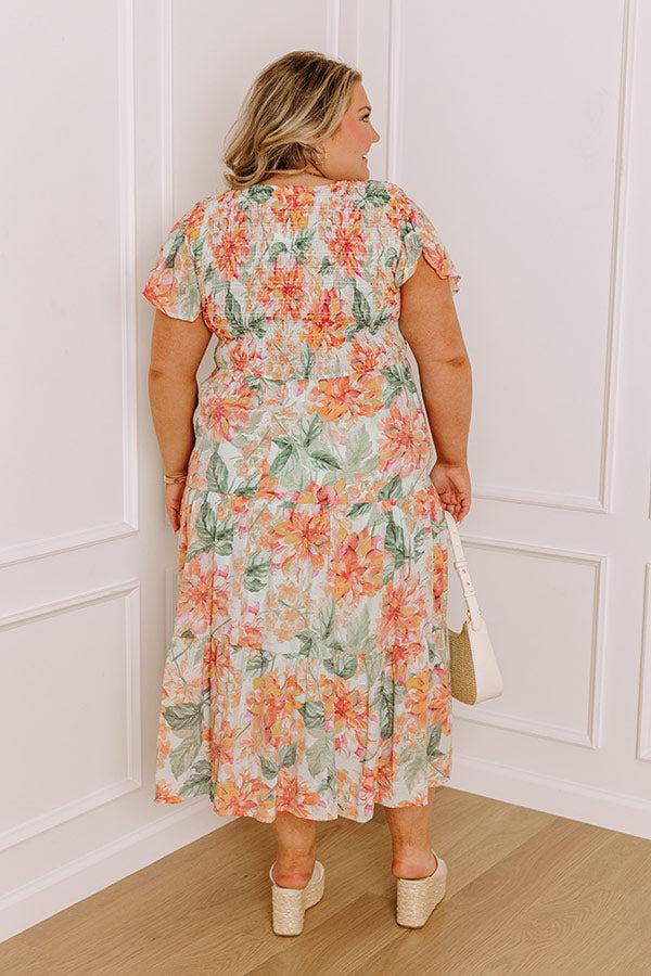 Sunny Sangria Floral Midi Dress in Mint Curves Product Image