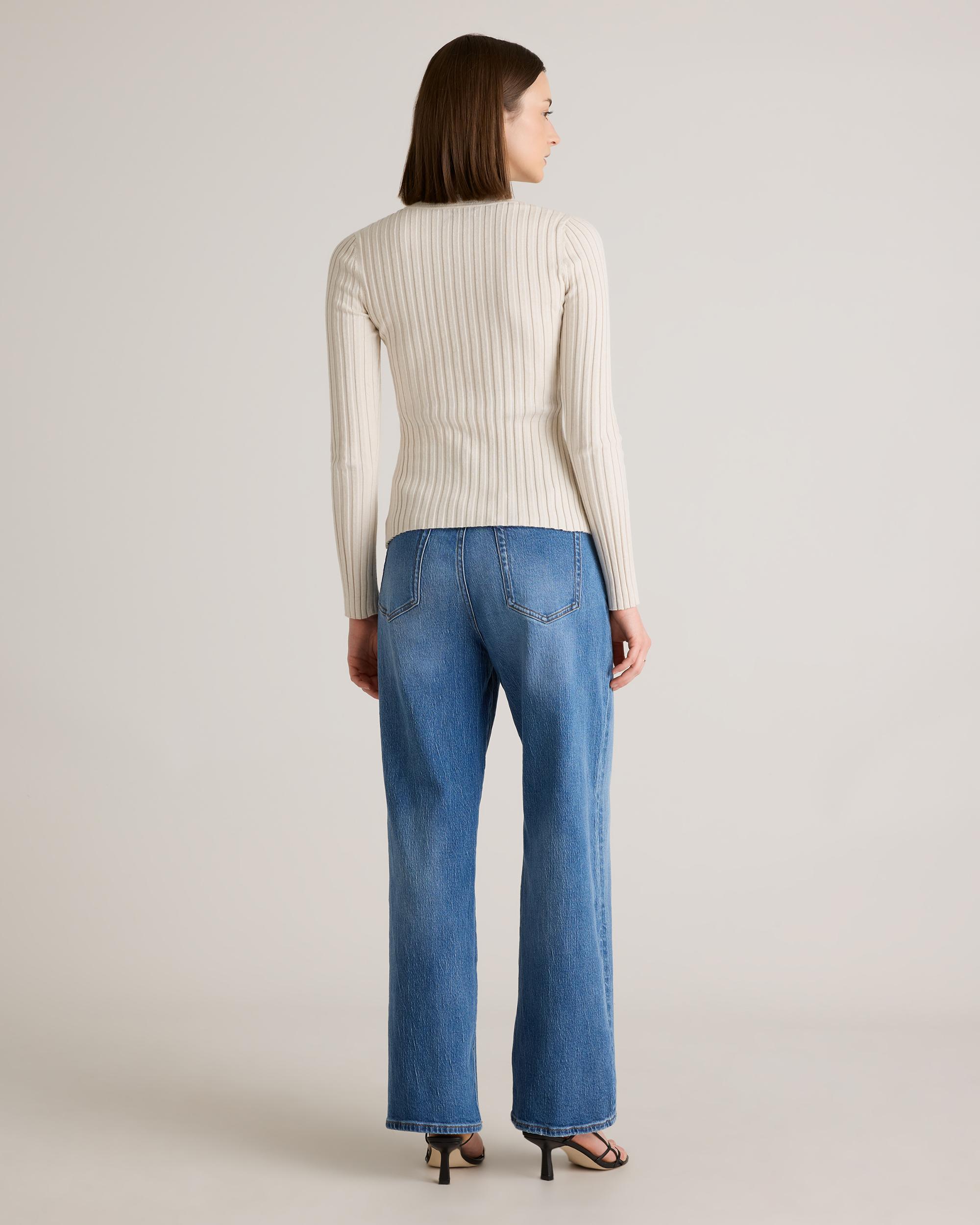 Quince | Women's Cotton Cashmere Ribbed Long Sleeve Sweater Size XL Product Image