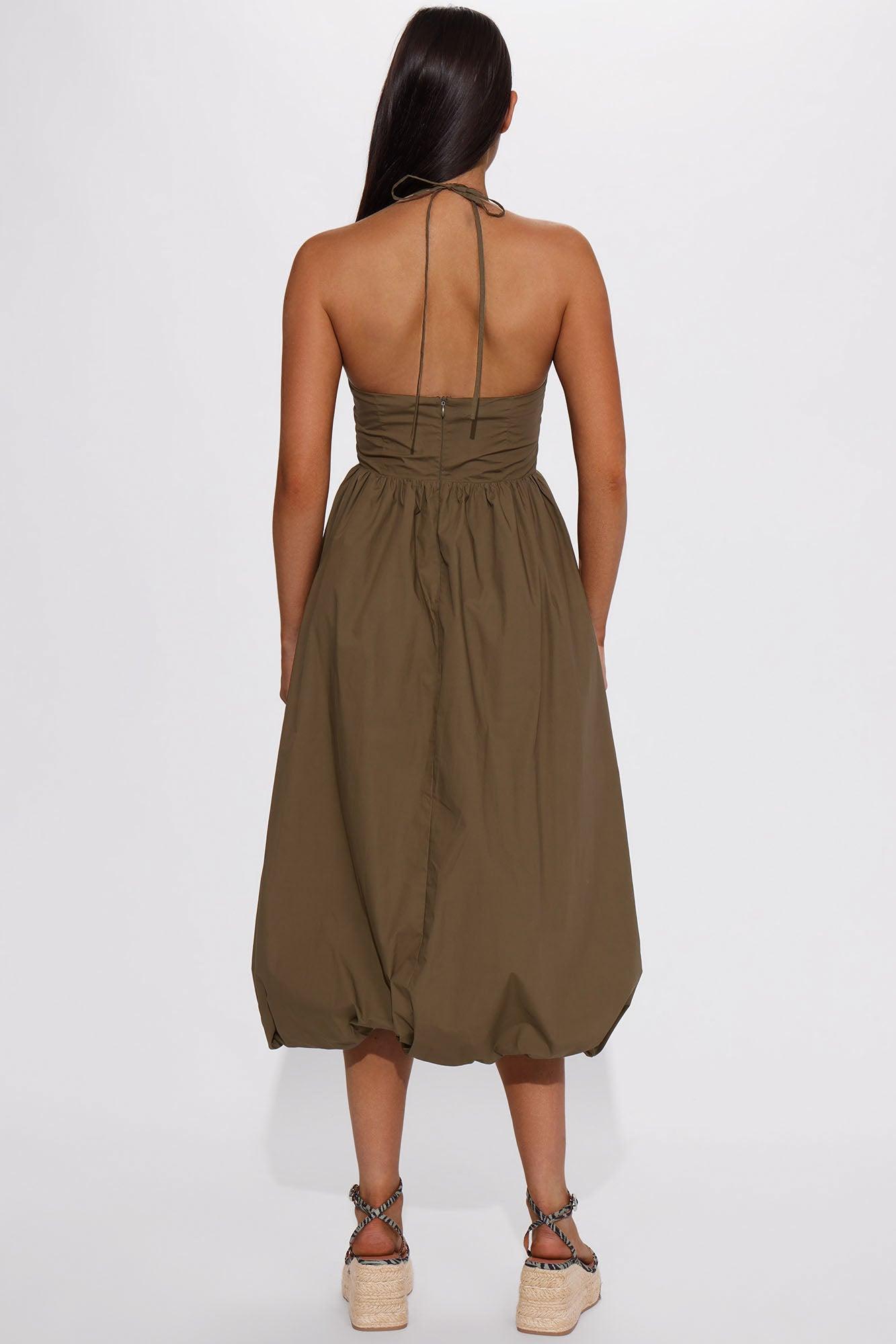 Melinda Poplin Midi Dress - Olive Product Image