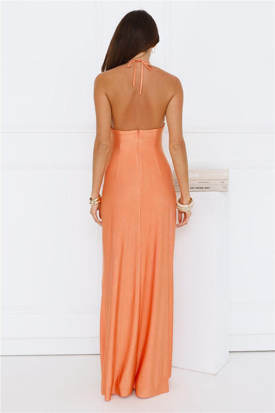 Botanical Muse Halter Maxi Dress Peach Product Image
