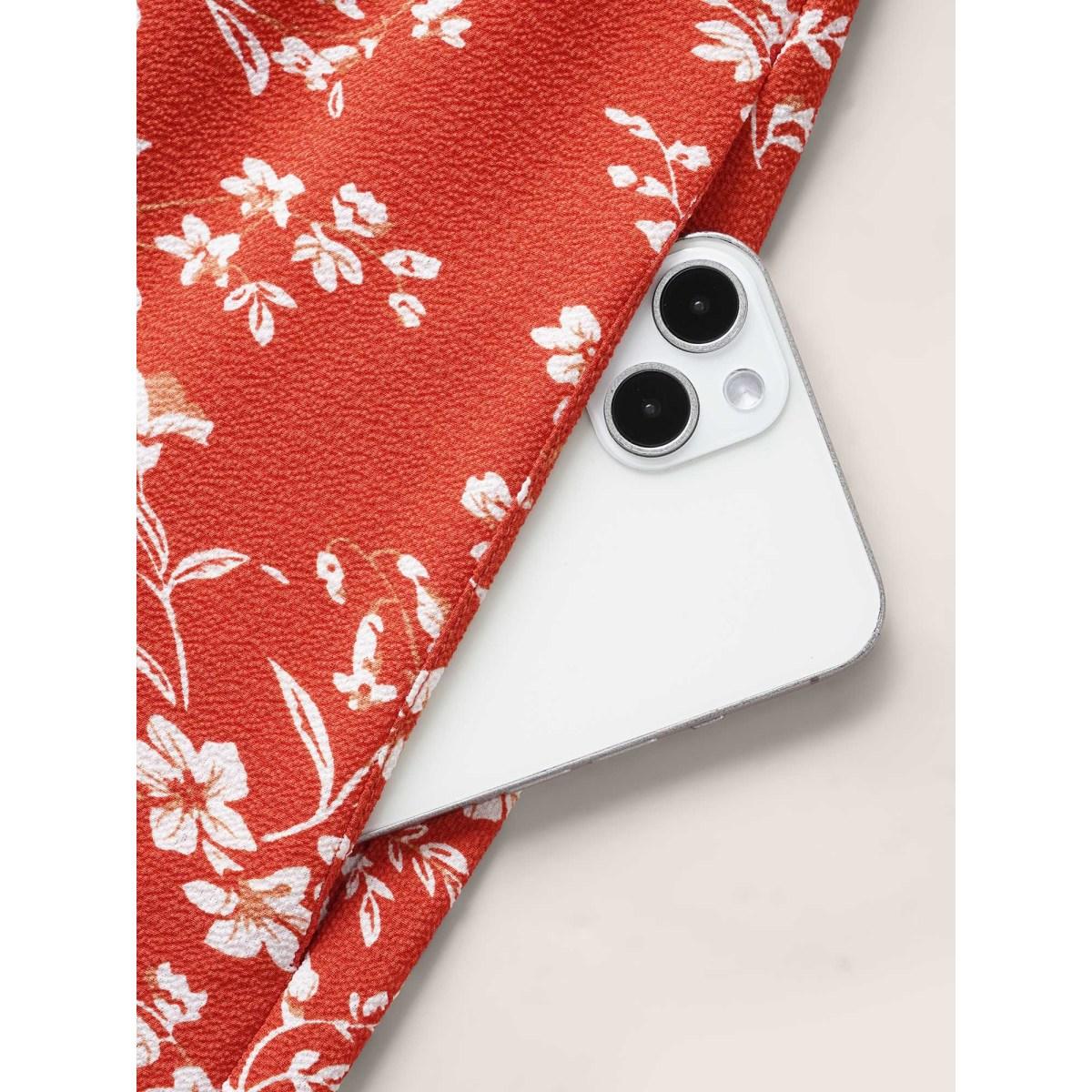 Plus Size Rust Crew Neck Ditsy Floral Tie Knot Jumpsuit Women Elegant Cap Sleeve Round Neck Everyday Loose Jumpsuits BloomChic 14-16/1X Product Image