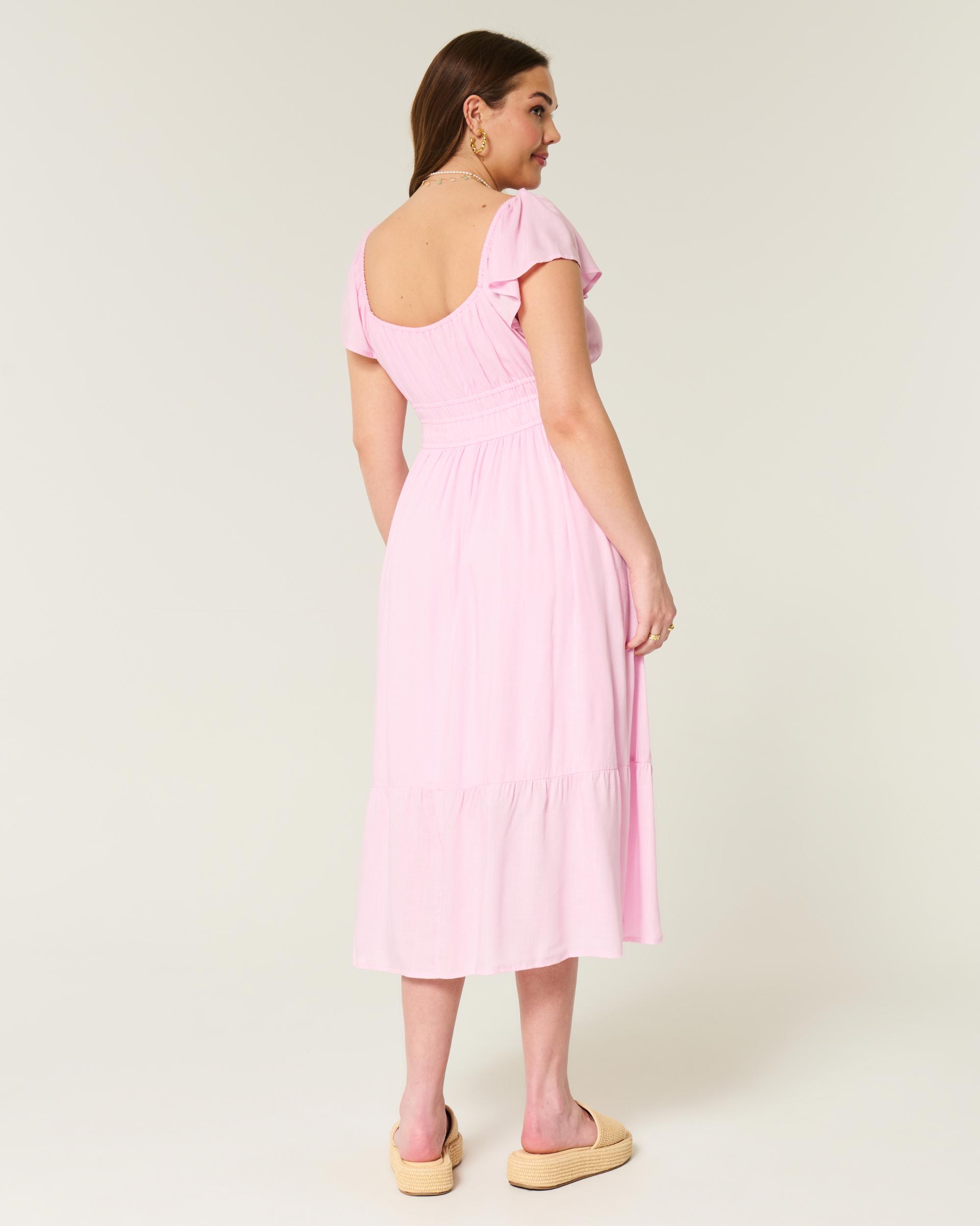 Flutter Sleeve Double-Tie Midi Dress Product Image