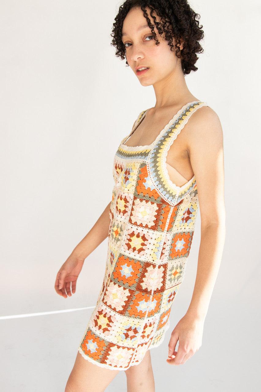 Crochet Granny Square Mini Dress Product Image
