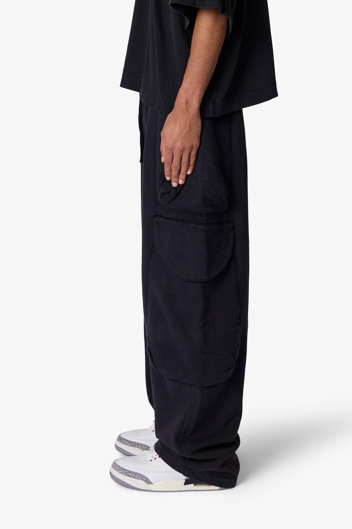 Side Cargo Pocket Sweatpants - Washed Black Product Image