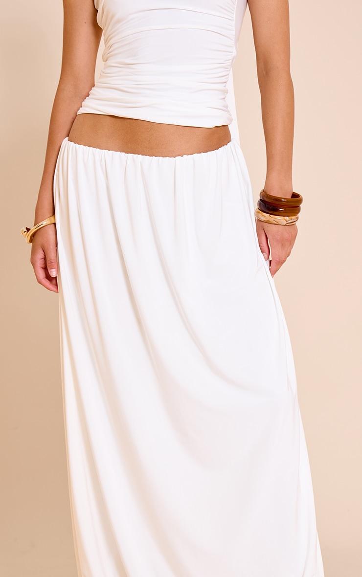 Cream Double Slinky Bubble Hem Midaxi Skirt Product Image