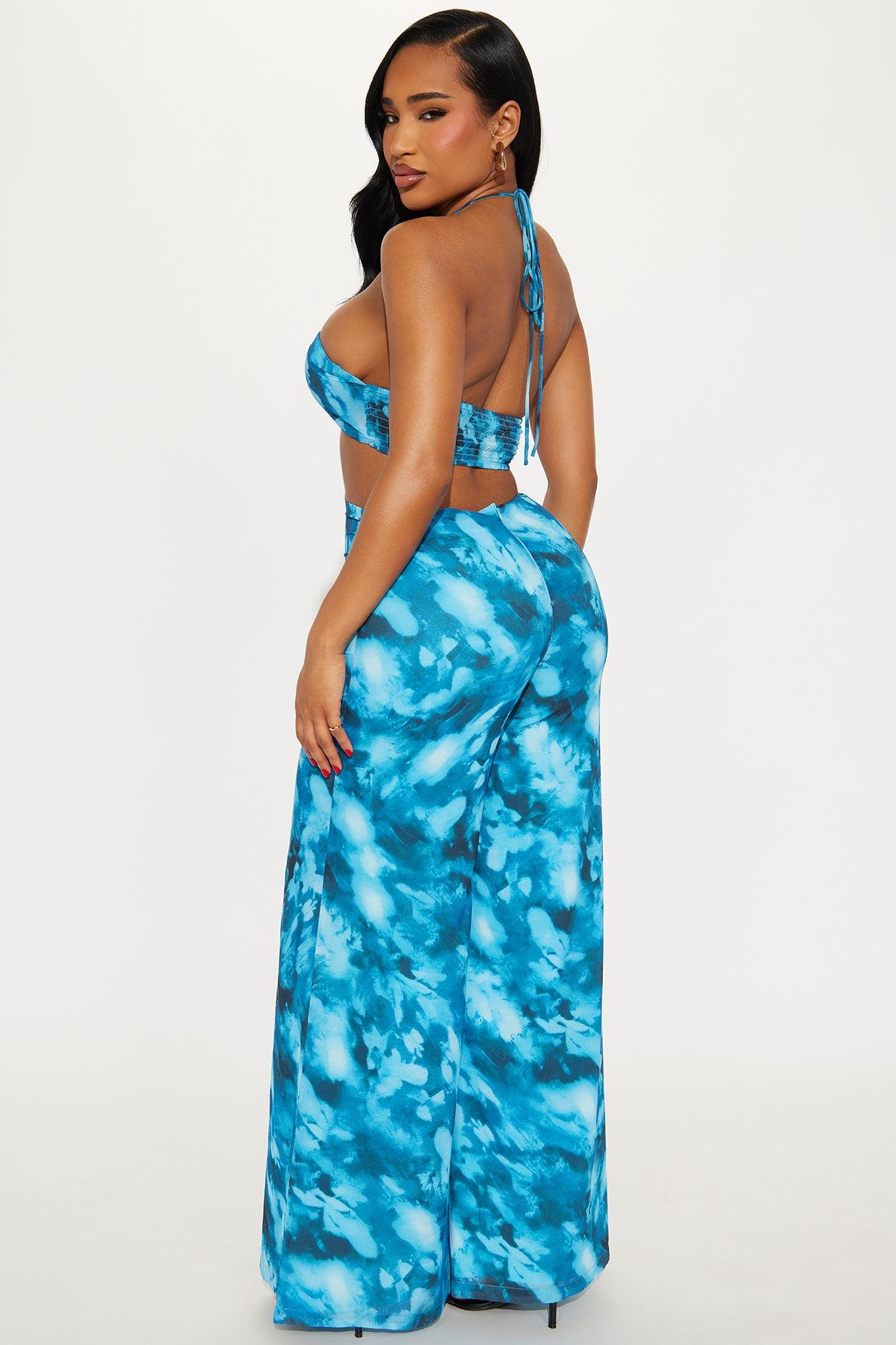 Reflecting On It Wide Leg Jumpsuit - Blue/combo Female Product Image